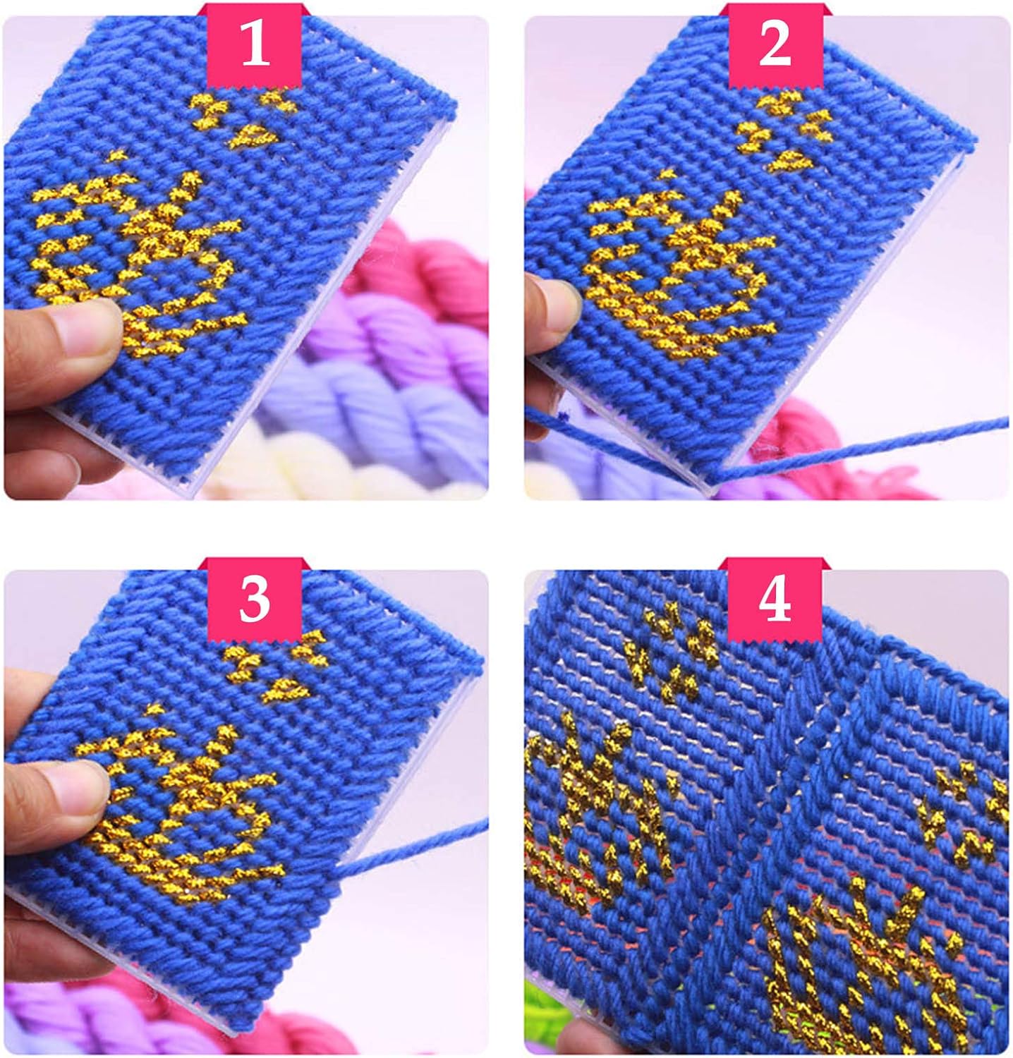 BUYGOO 39Pcs Mesh Plastic Canvas Sheets Kit Including 15 Pieces Clear Plastic Canvas, 12 Color Acrylic Yarn and Embroidery Tools for Embroidery Plastics Canvas Craft