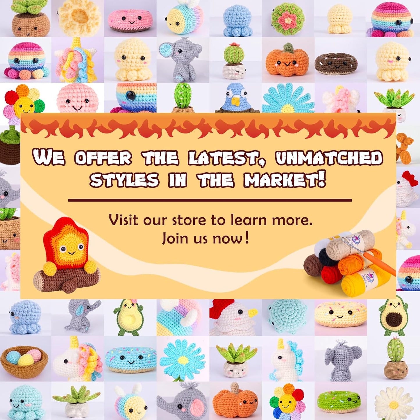 Crochetta Crochet Kit for Beginners, Crochet Starter Kit w Step-by-Step Video Tutorials, Beginner Crochet Kit for Adults Kids Women Men Complete Kit Included (Cute Crochet Flame Spirit)