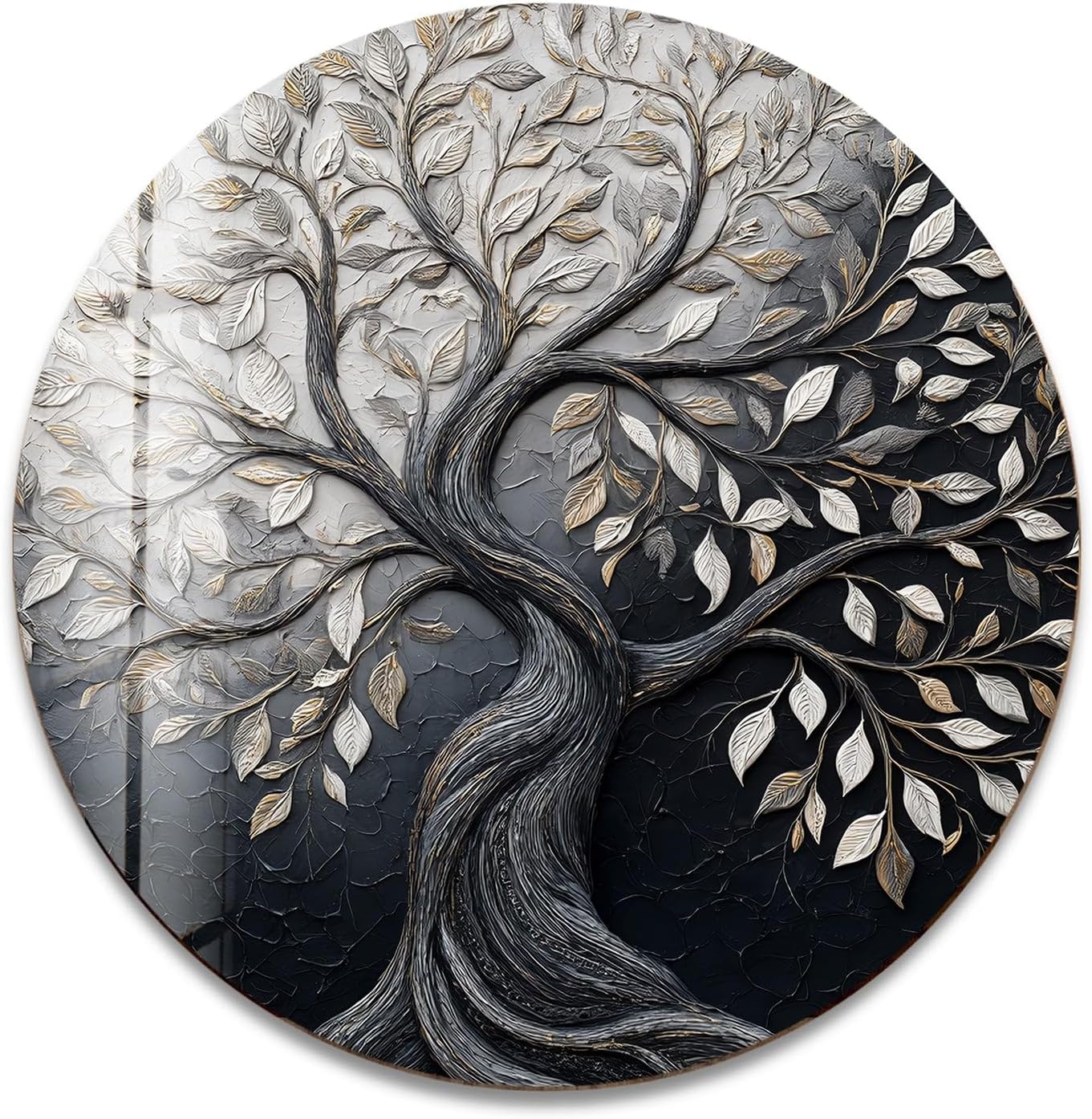 My Photostation.com 24''(60cm) Diameter Twilight Tree of Life Round Glass Wall Art Tempered Glass Printing Wall Decor Large Wall Art Wall Hangings