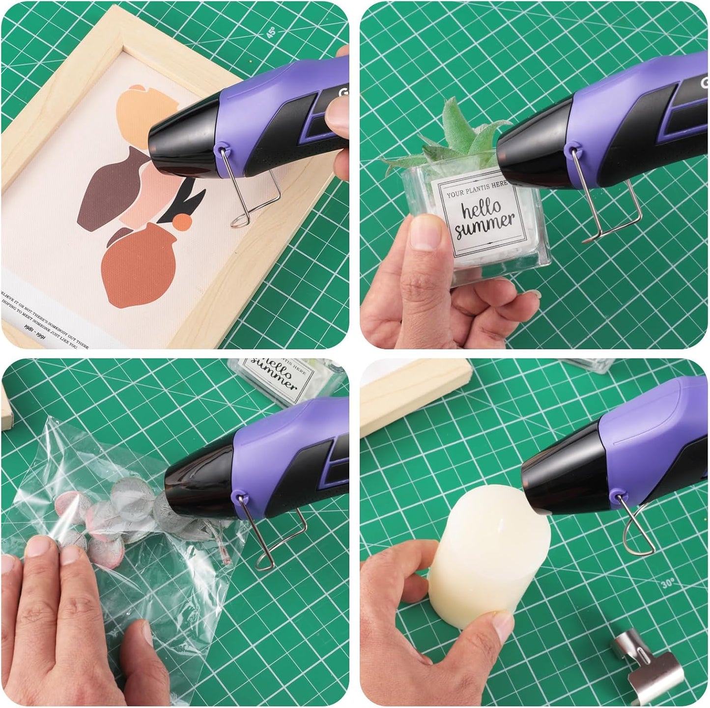 Gyfent Heat Gun with 100Pcs Solder Seal Wire Connectors & 200Pcs Heat Shrink Tubing, 662°F/752°F(350°C/400°C) 350W 2-Temp Mini Heat Gun with 5Ft Power Cord for Crafting Shrink Tubing Embossing DIY