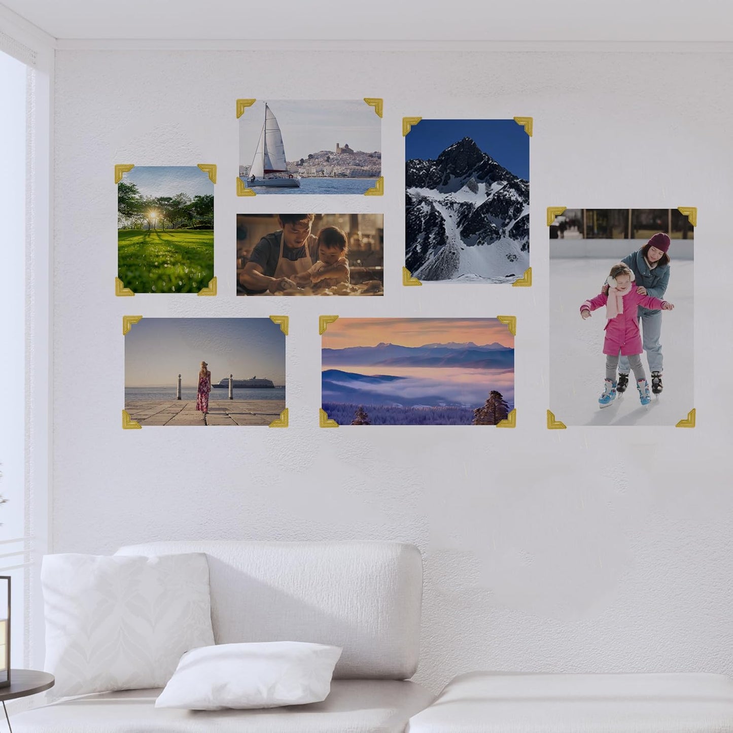 240 Pieces Photo Corners Self Adhesive Photo Corner Stickers, Picture Mounting Corners Acid Free Photo Corner for DIY Scrapbook, Album, Picture Frames, Journal Supplies (Gold)