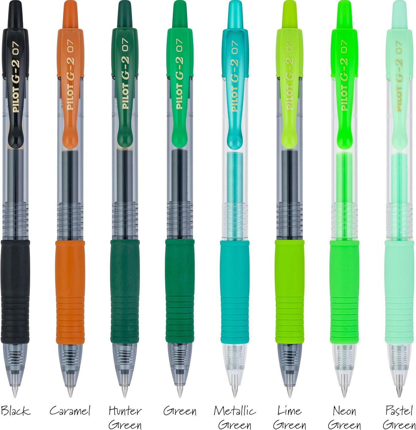 Pilot G2 Premium Gel Roller Pens, Fine Point Gel Pens, Boost Green Pack, The Colors of Balance, 8-Pack Pouch, 0.7 mm, Assorted - Ideal for School, Journaling, & Office Writing