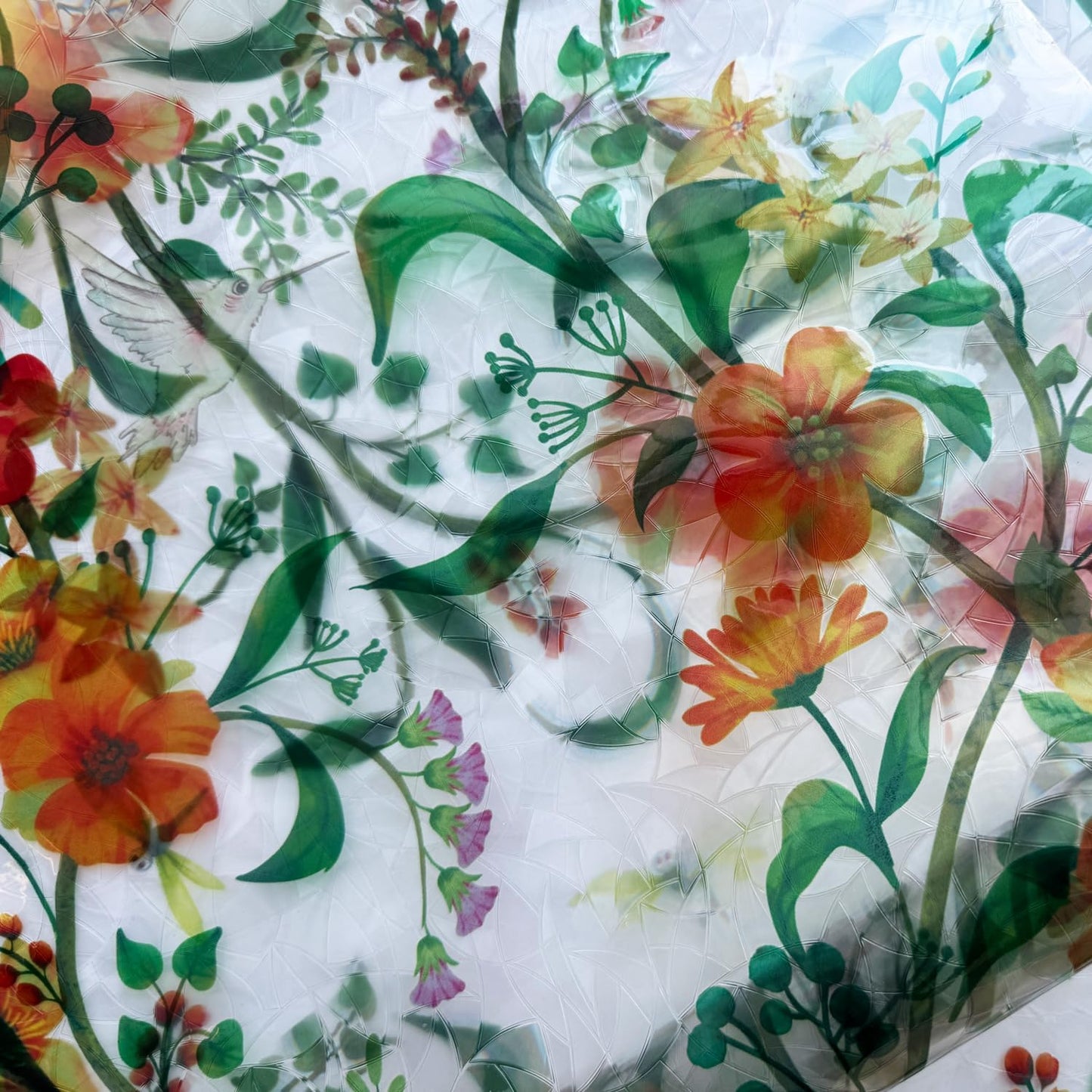 Stained Glass Window Film Static Cling Door Privacy Film Decorative Flowers Green Leaves Window Decals Stickers Heat Control Anti UV for Home and Office,17.5 inches by 78.7 inches