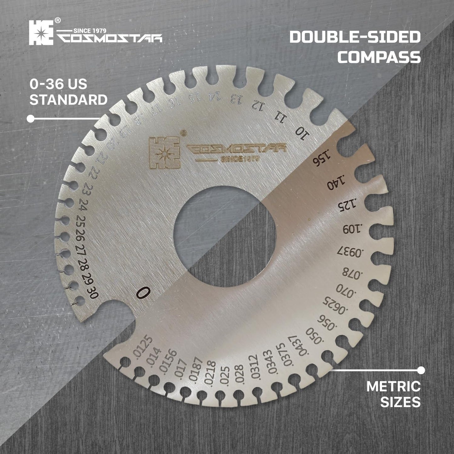 Cosmostar 2 Pcs Stainless Steel Welding Gauge Set – Wire & Metal Sheet Thickness Gauge, 25-3,000 um Wet Film Comb + Dual-Sided Round Wire Cable Gauge for Welding Material & Sheet Measurement