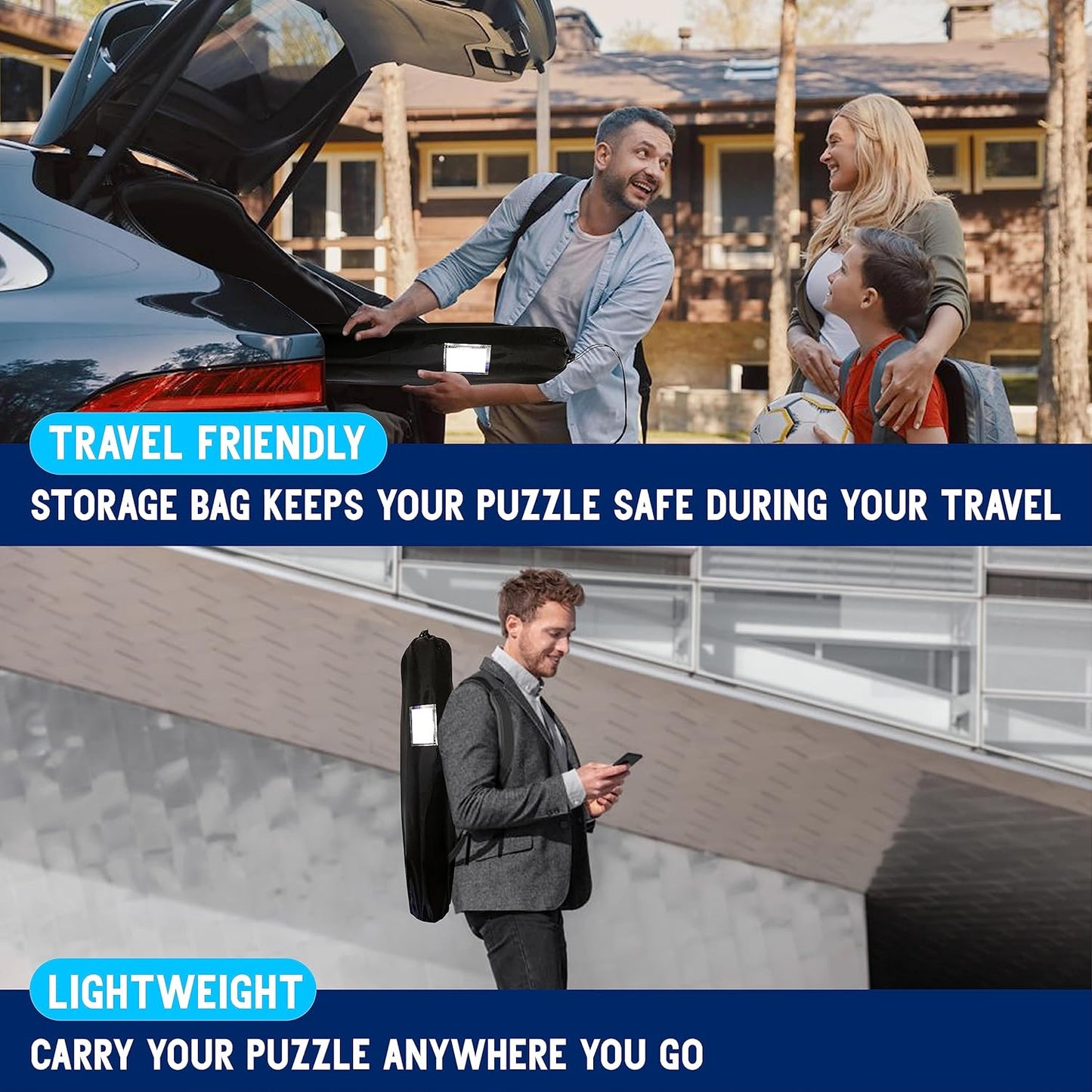 Black 1500 Pieces Jigsaw Puzzle Mat Roll Up | Unique Design, Portable Puzzle Board for Adults & Kids, Stow and Go Puzzle Saver | Puzzle Keeper Storage Saver 2000 1000 500 Piece Puzzles