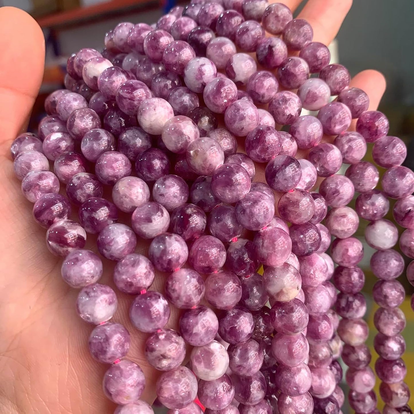 45PCS 8MM Natural Stone Purple Emerald Beads Round Loose Beads for Jewelry Making DIY Bracelet Necklace Accessories 15"