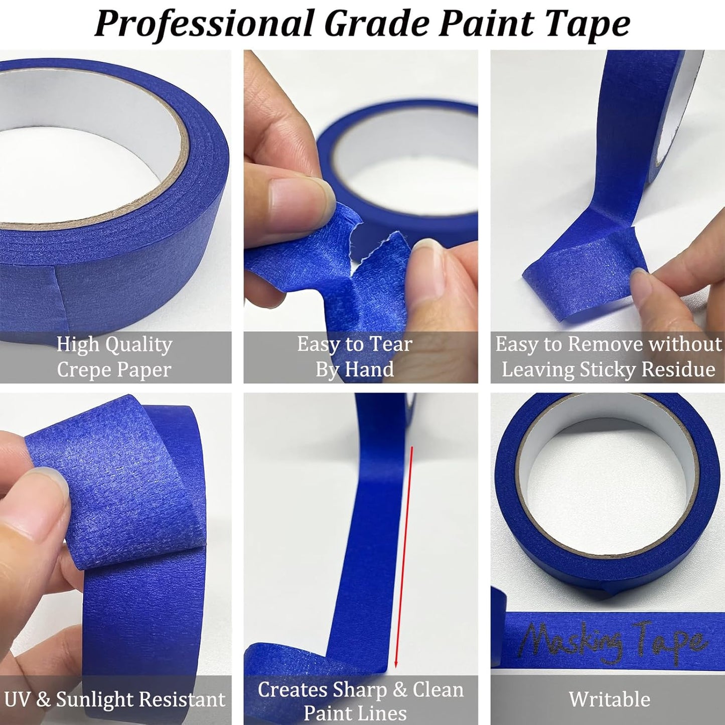 Blue Tape Painters Tape, 5 Rolls Premium General Purpose Masking Tape Painter's Tape (0.94-Inch x 60.1 Yards), Paint Tapes for Walls Painting, DIY Crafts, Arts, Decoration, Removes Easily, No Residue