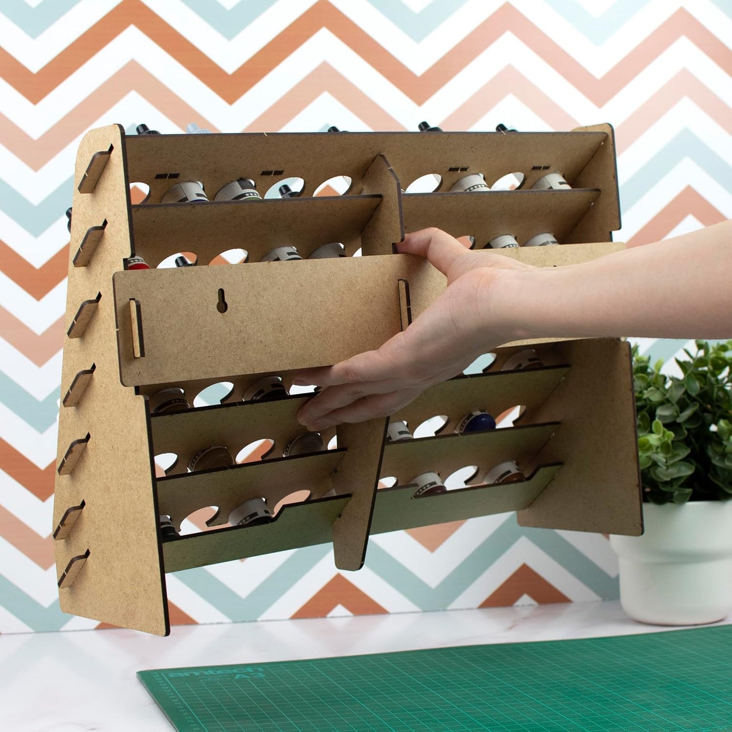 Paint Rack for model paints. Hobby craft Vallejo Tamiya Army compatible wall paint rack stand holder organiser storage for miniature warhammer art artists (26 mm)