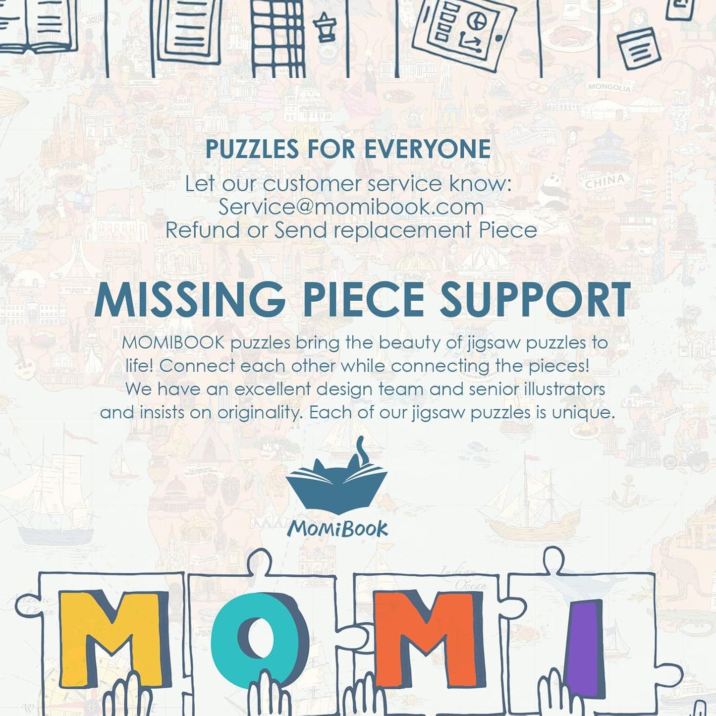 MOMIBOOK Puzzles for Adults 1000 Pieces Jigsaw Puzzles of Journey Through The World, Painting Image World Map Difficult Challenging Impossible Puzzle Unique Funny Party Christmas Birthday Gifts