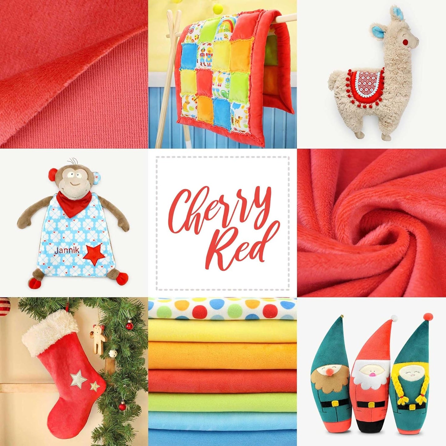 kullaloo Plush Fabric | Solid Cherry Red Minky Fabric for Sewing | Super Soft Cuddle Material | 39.5x29.5 | Plushies, Baby Blankets, Pillows, Dog Beds, Cat Beds, Beanies, Baby Accessories, Apparel