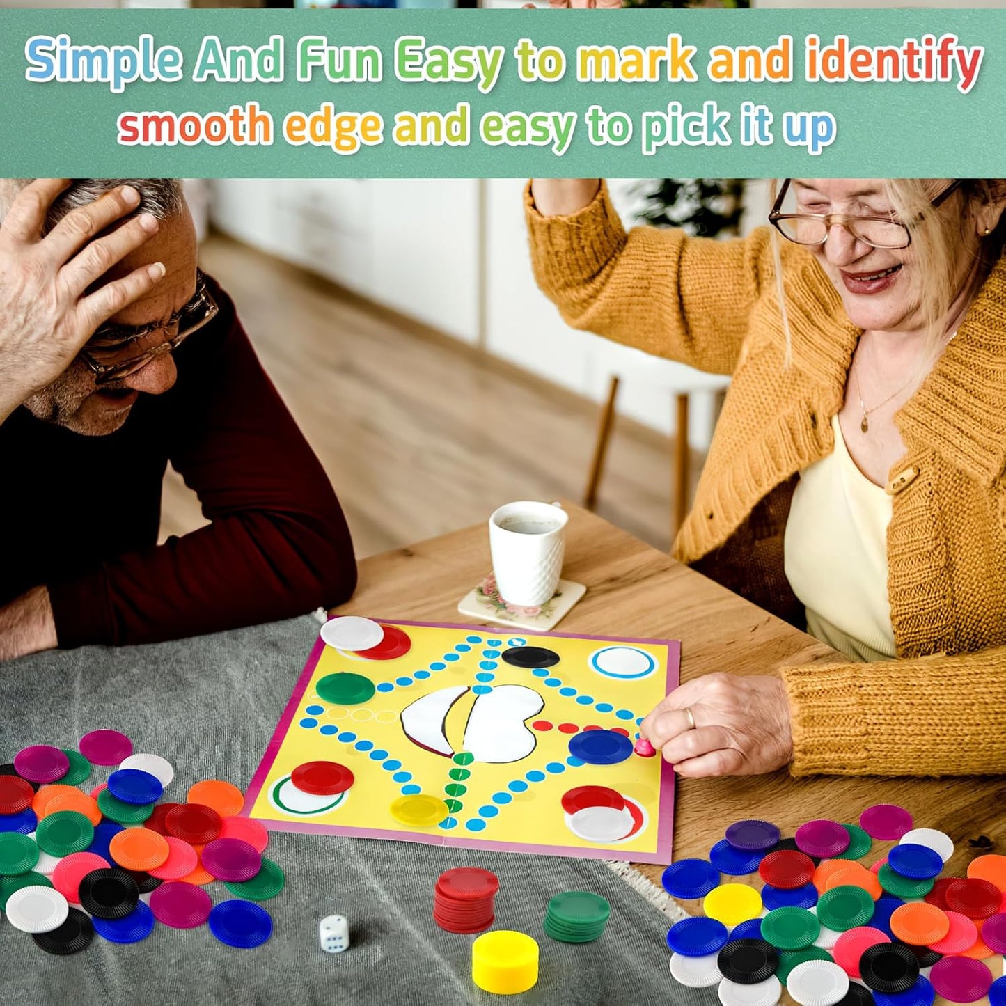 Coopay 2000 Pieces 10 Colors Plastic Poker Chips, 1 Inch Bingo Chips Bulk Learning Counters Disks Poker Card Game, Counting Markers for Math Practice, Game Tokens and Teaching Rewards, 25 mm