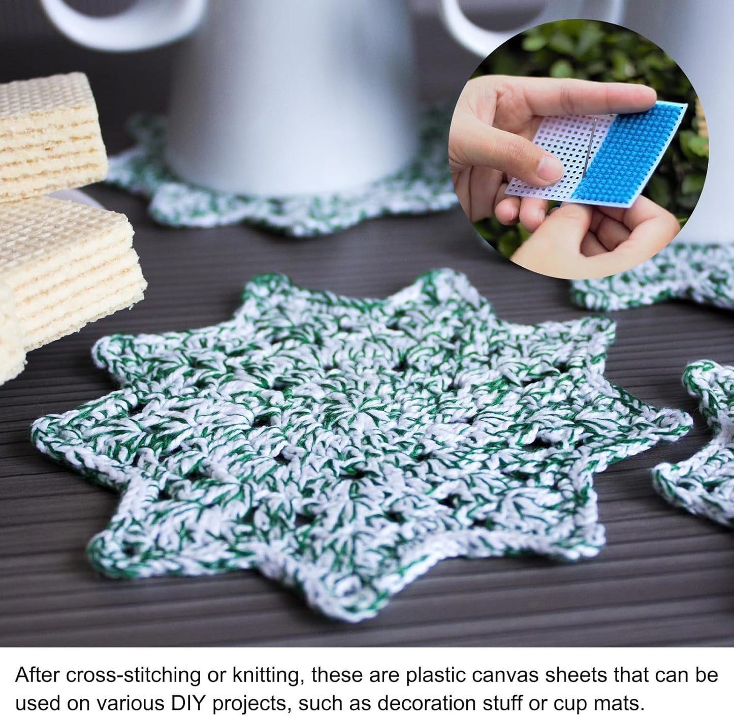 PATIKIL Plastic Mesh Canvas Sheets,10Pcs 3.1 x 3.1inch Cross Needlework Blank Yarn Crafting for Embroidery DIY Bookmarks Cup Mats, White, Square