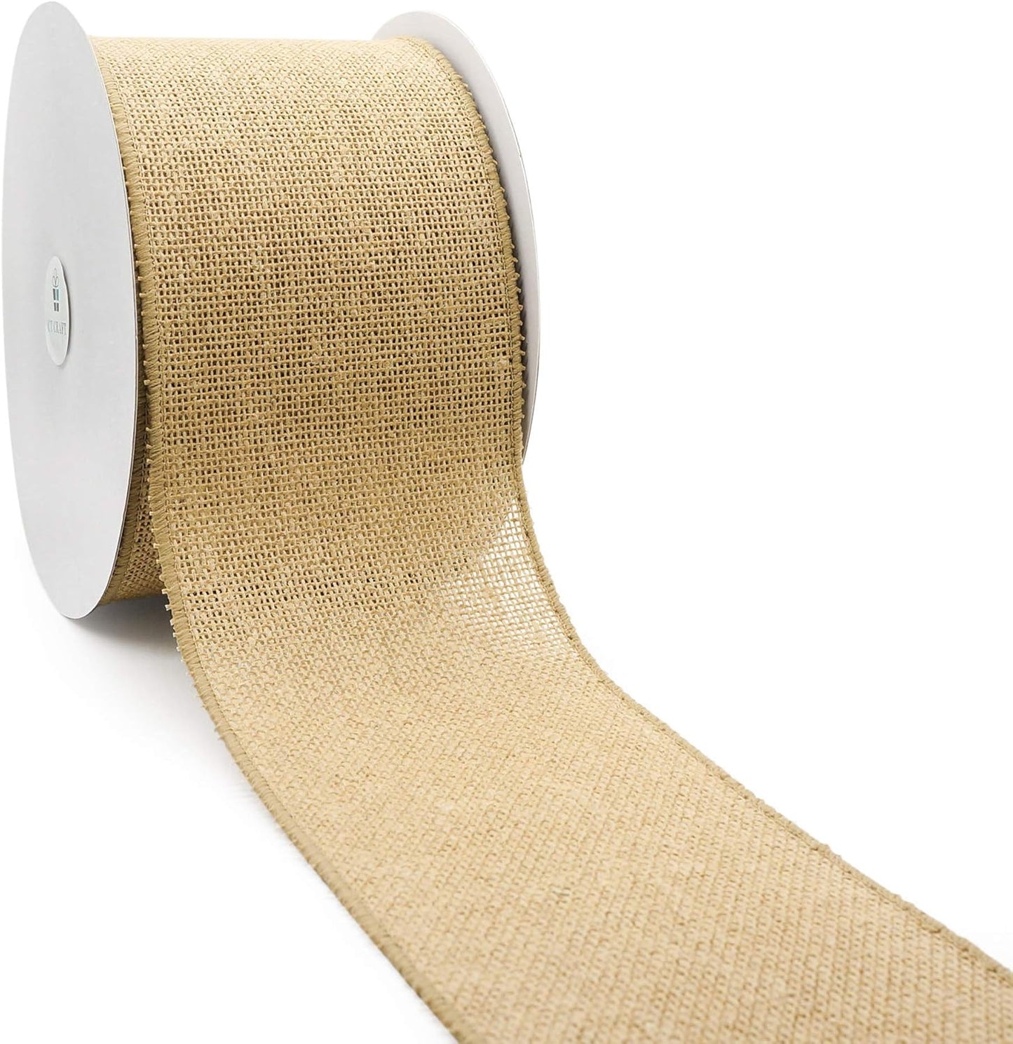 CT CRAFT LLC Burlap Fabric Wired Ribbon 4" x 20 Yards Natural Color for Christmas Home Wedding Decor Gift Wrapping Tree Topper Bow Wreath Bouquet DIY Crafts