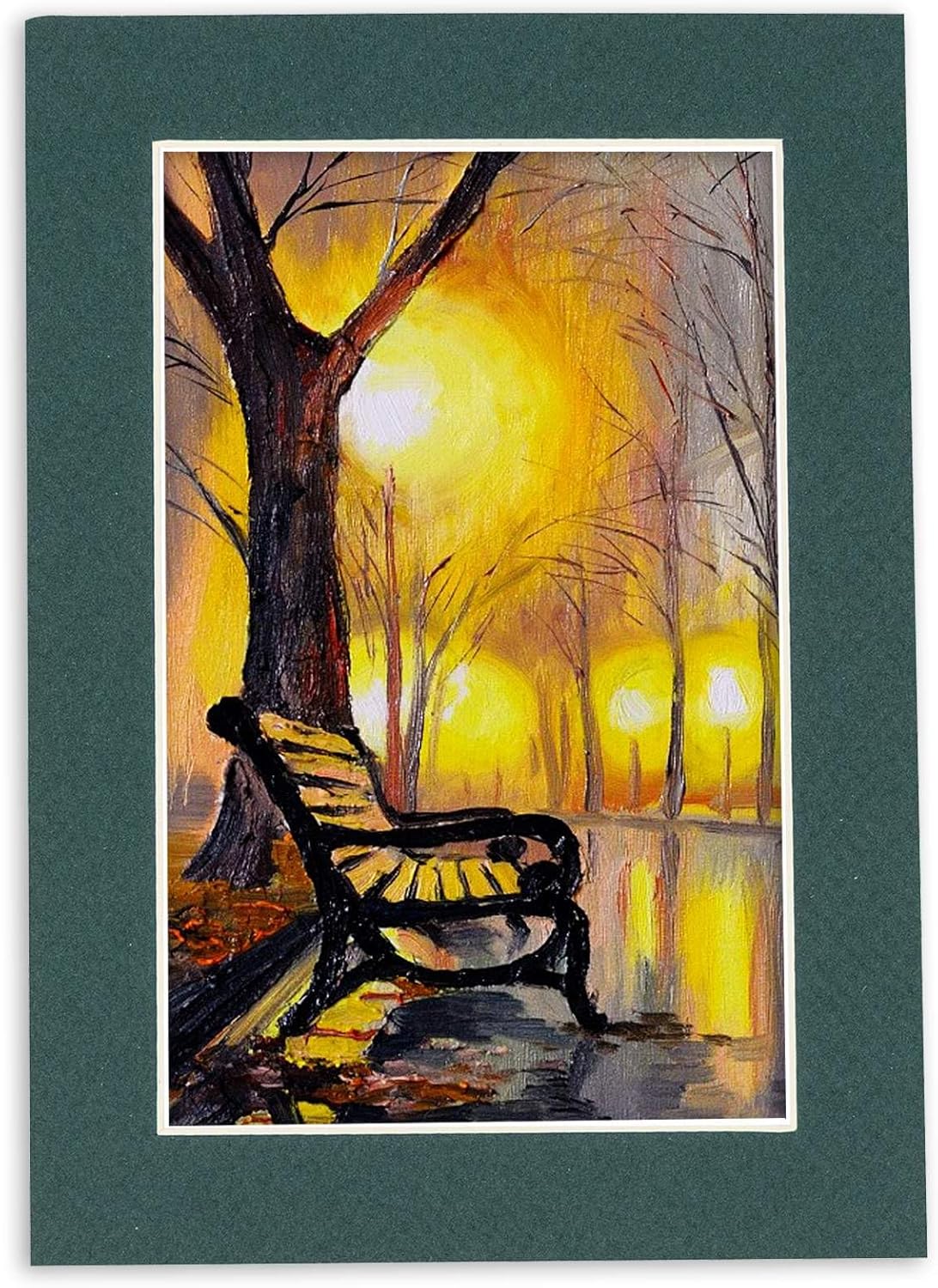 8.5x11 Mat Bevel Cut for 7x9 Photos - Acid Free Forest Green Precut Matboard - For Pictures, Photos, Framing - 4-ply Thickness