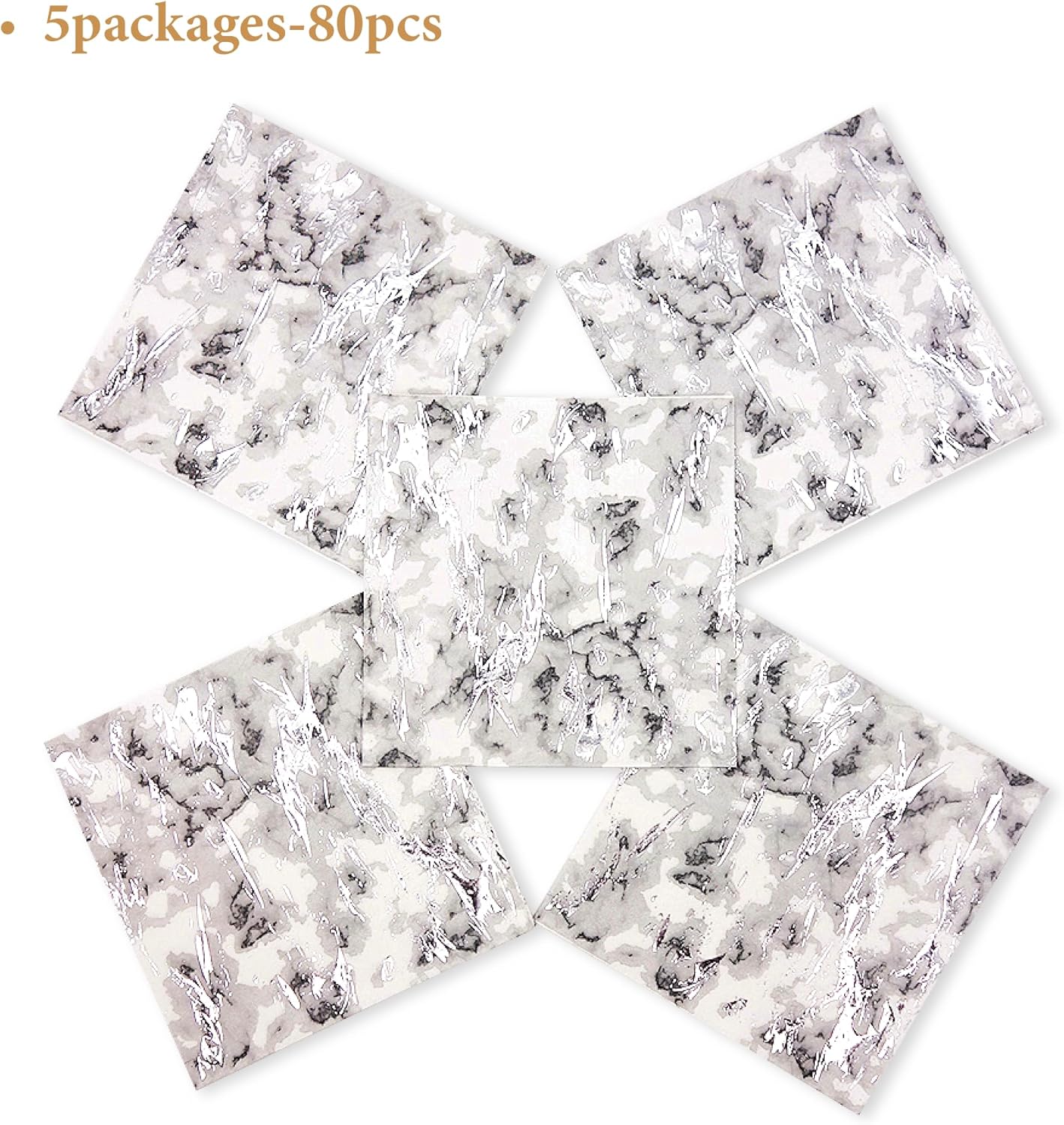 80-Pack Napkins Disposable Paper Towel Cocktail Dinner Party Decoration, Silver Splash