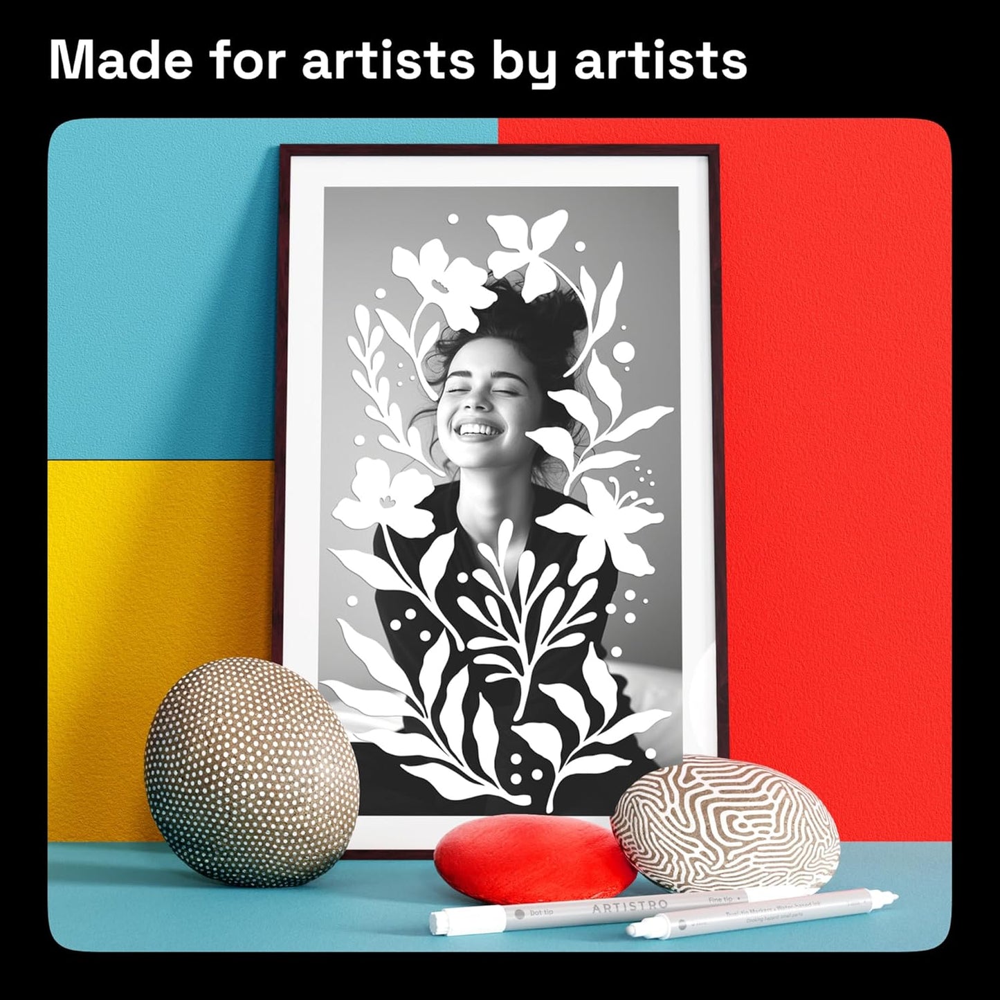 ARTISTRO 2 White Dual-Tip Acrylic Paint Pens - Multisurface Markers for Glass, Rock, Fabric, Wood, Plastic & More - 5mm Dot + 1mm Fine Tips