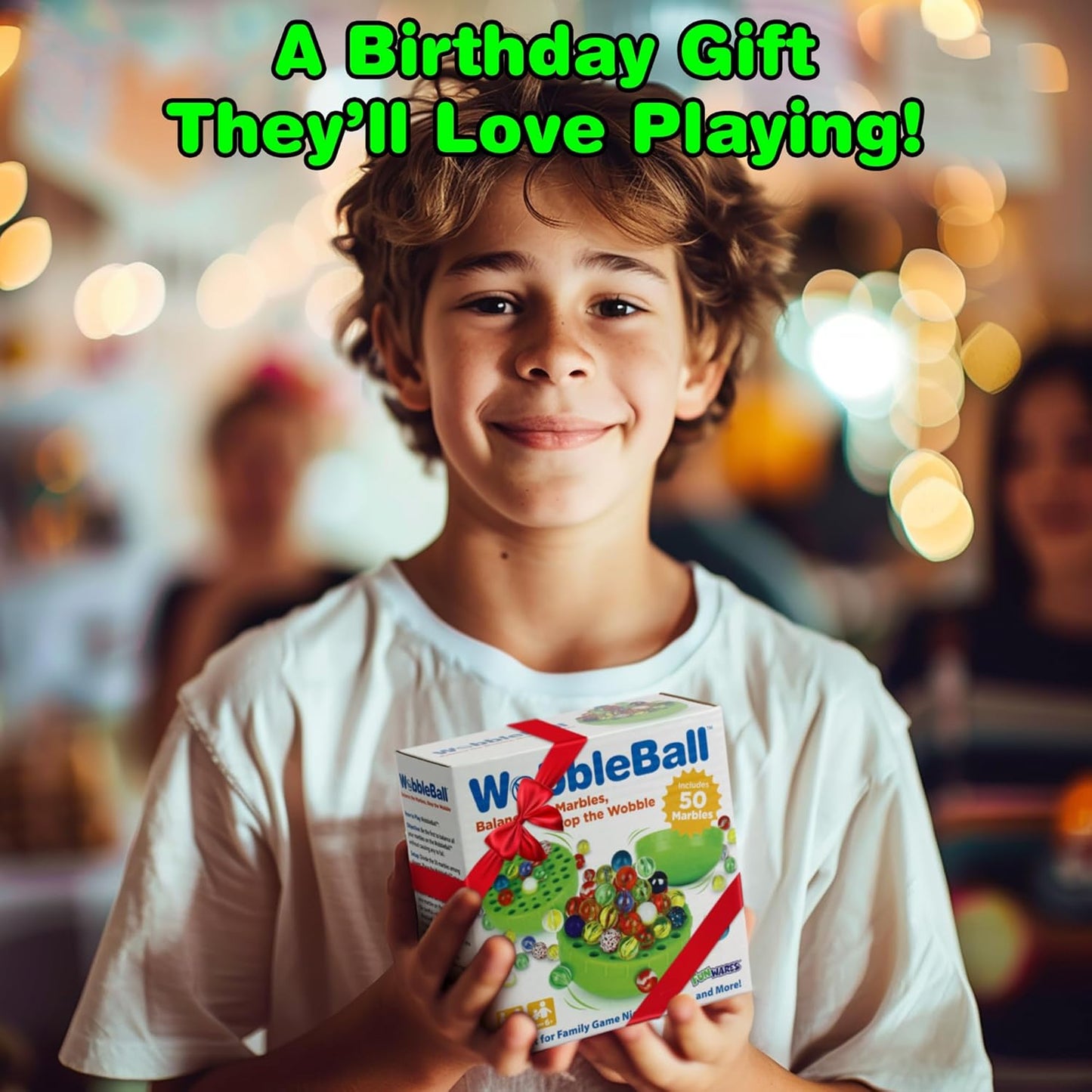 Funwares WobbleBall Marble Balance Game, 50 Marbles Included, Skill & Dexterity Games for Kids & Adults, Family Party Game for 1-4 Players, Ages 6+