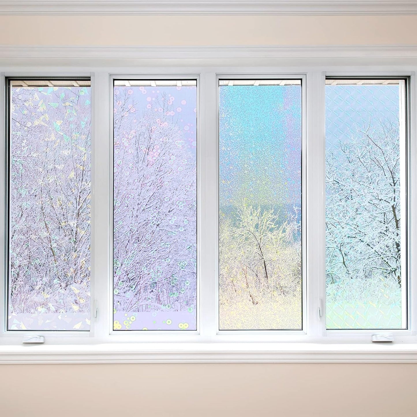 36 Sheets Holographic Sticker Paper Clear A4 Vinyl Sticker Paper Self Adhesive Waterproof Transparent Film Gem Rainbow Star Patterns, 11.7 x 8.3 Inch (Gem,Dot,Butterfly,Grid,Sand Star,Wind Mill)