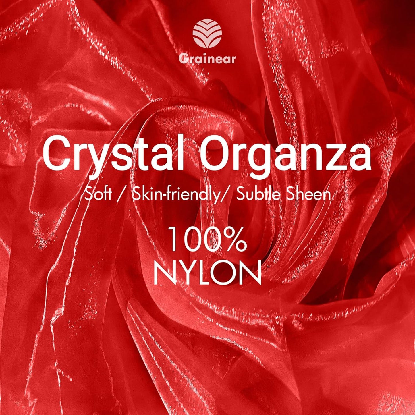 Red Crystal Organza Fabric – 16" x 5 Yards Lightweight Sheer Tulle for Bows, Tutus, Table Runners, Gift Wrapping, Crafts & DIY Sewing (Folded Package)