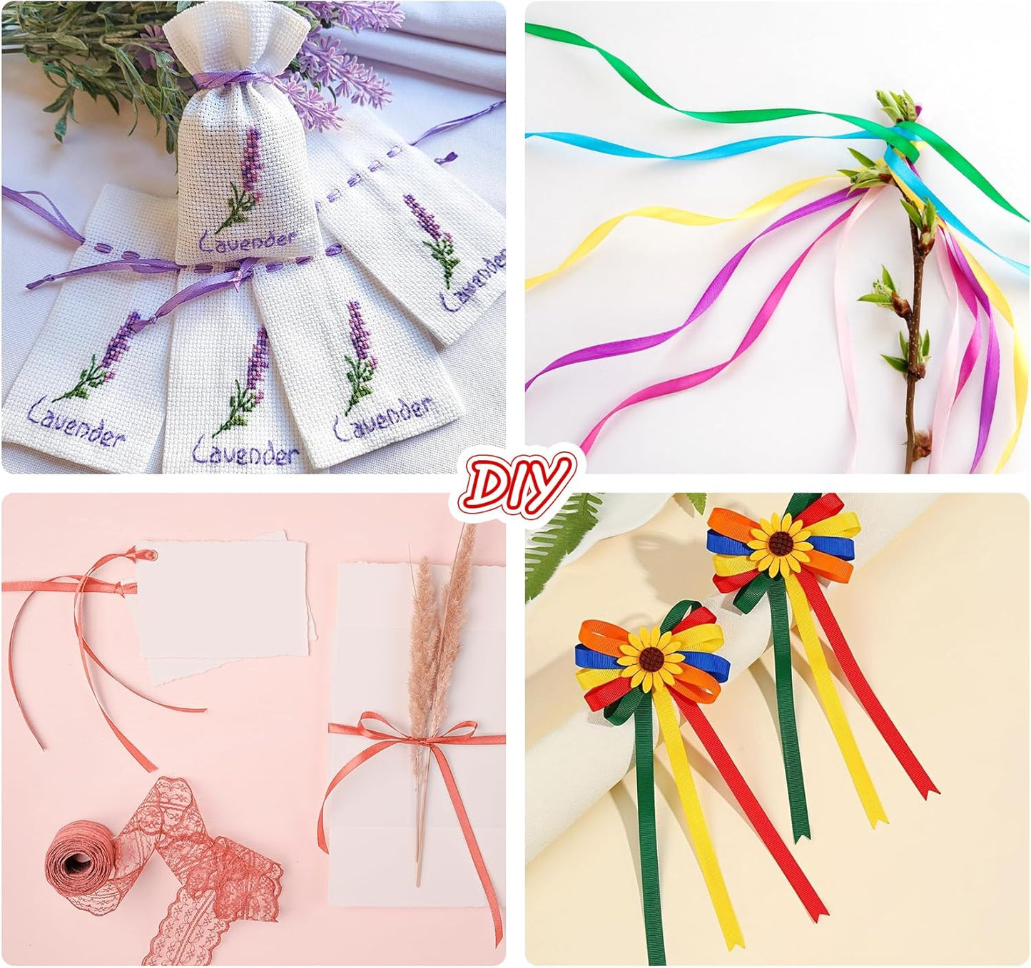 ABSOFINE 18 Colors Satin Ribbon Polyester, 1/4 inch Solid Fabric Ribbon Roll for Gift Wrapping, DIY Crafts, Wedding Christmas Birthday Party Decorations