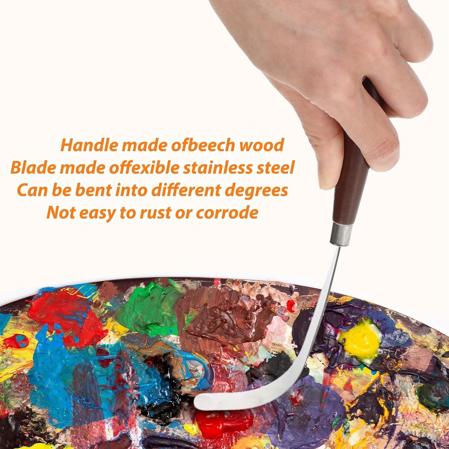 27 Piece Palette Knife Set, Stainless Steel Spatula Art Spatula Pallet Knife Painting Knives with Wood Handle Oil Painting Accessories for Oil, Acrylic Paint Various Color Mixing Tools