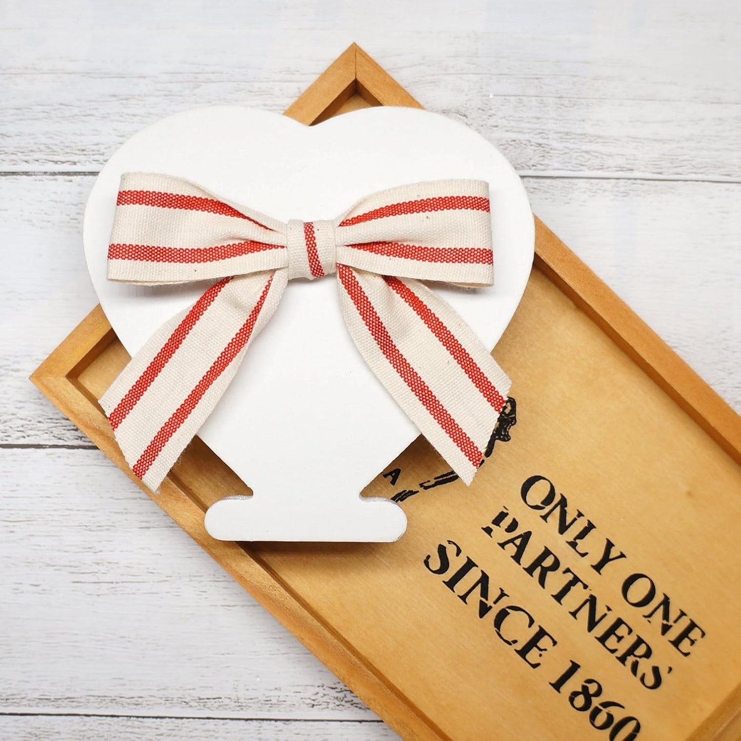 CT CRAFT LLC Ivory Cotton Red Stripes Ribbon 1" x 10 Yards for Home Décor Gift Present Wrapping DIY Crafts Birthday Wedding Bouquet Christmas