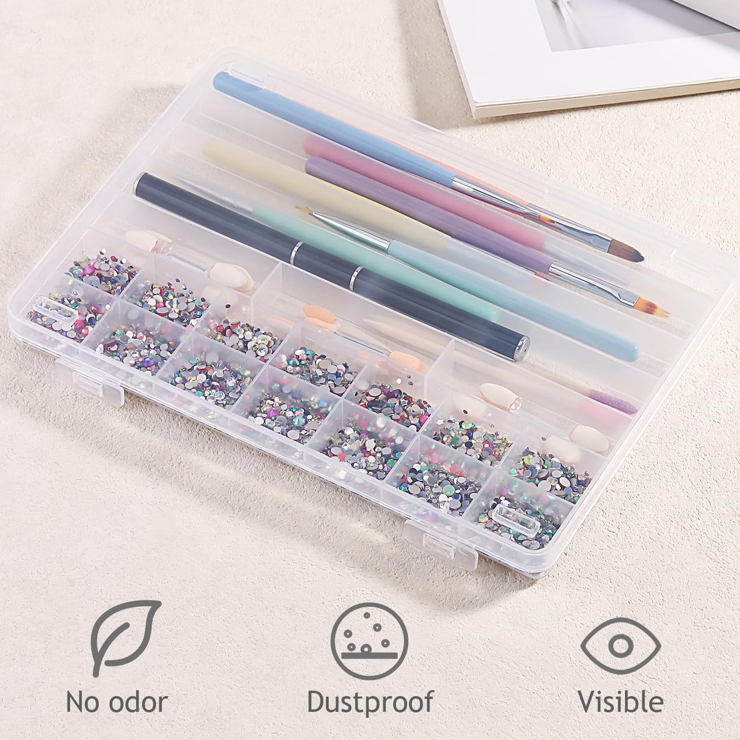 21 Grids Clear Large Plastic Organizer Box With Dividers, Bead Organizers And Storage Compartment Container For Nail Accessories/Jewelry/Craft/Screw/Small Parts/Diamond Painting Art Tools
