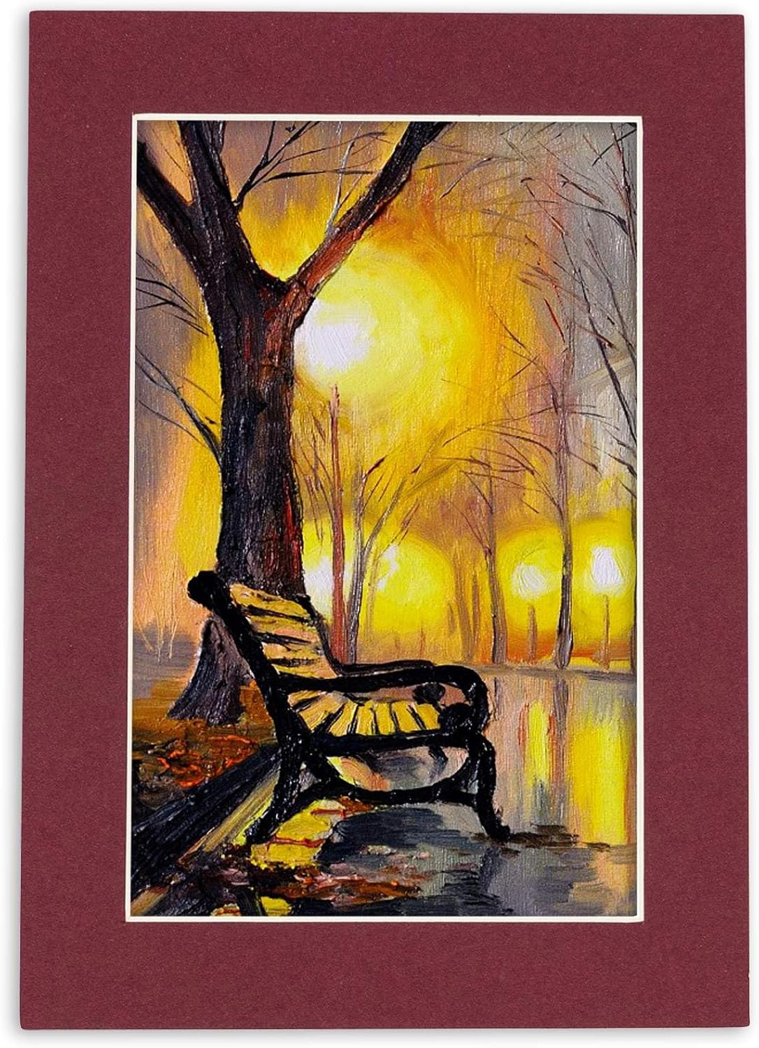 8x10 Mat Bevel Cut for 5.5x8.5 Photos - Acid Free Maroon Red Precut Matboard With Backing Board and Crystal Clear, Self Seal Photo Mat Bag - For Pictures, Photos, Framing - 4-ply Thickness