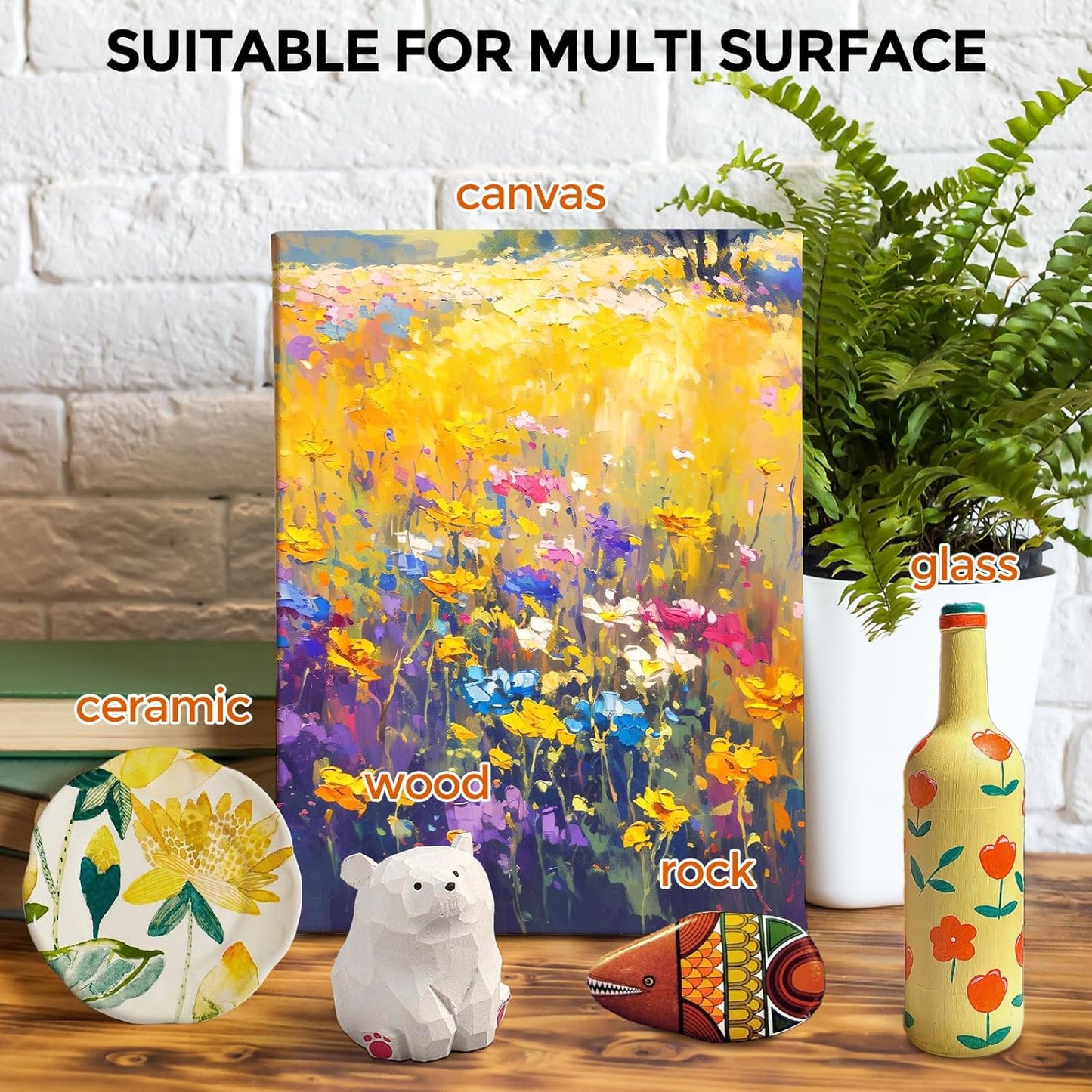 12 Colors Large Acrylic Paint Set (16.9 oz,500 ml), Bulk Acrylic Paint Non-Toxic Art Painting Supplies on Multi Surface Pumpkin Canvas Wood Craft Fabric Rock for Artist Kids with Color Wheel