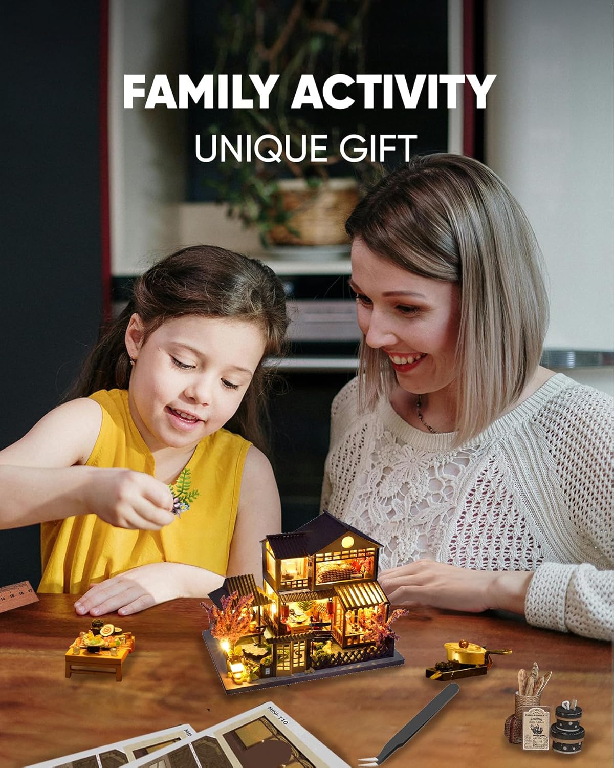 DIY Miniature House Kit, Mini House Kit for Beginners, DIY Dollhouse Kit for Adults to Build, Model Building Craft Diorama Kit, Ideal Gifts for Birthday, Christmas(Japanese Garden House)