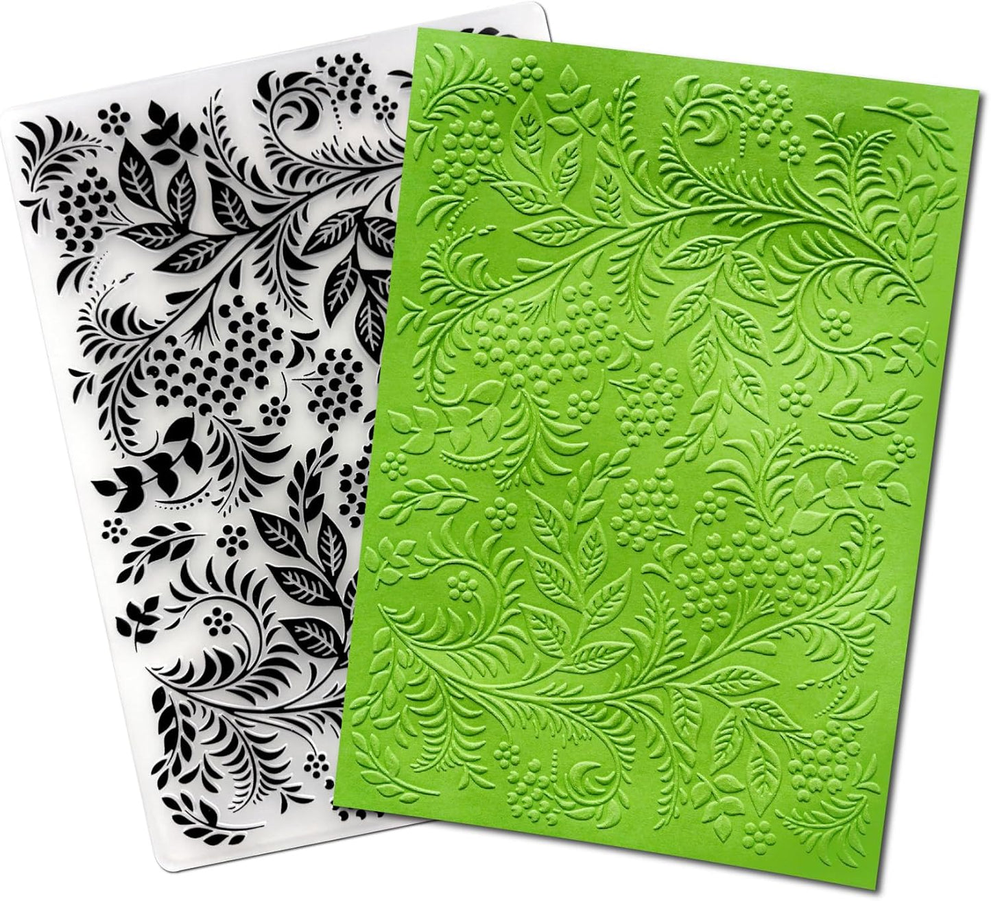 Arbuya Christmas Leaves Plastic Embossing Folders Berry Branches Texture Embossing Impression Template for Card Making Scrapbooking and Paper Crafting, 5"x7"