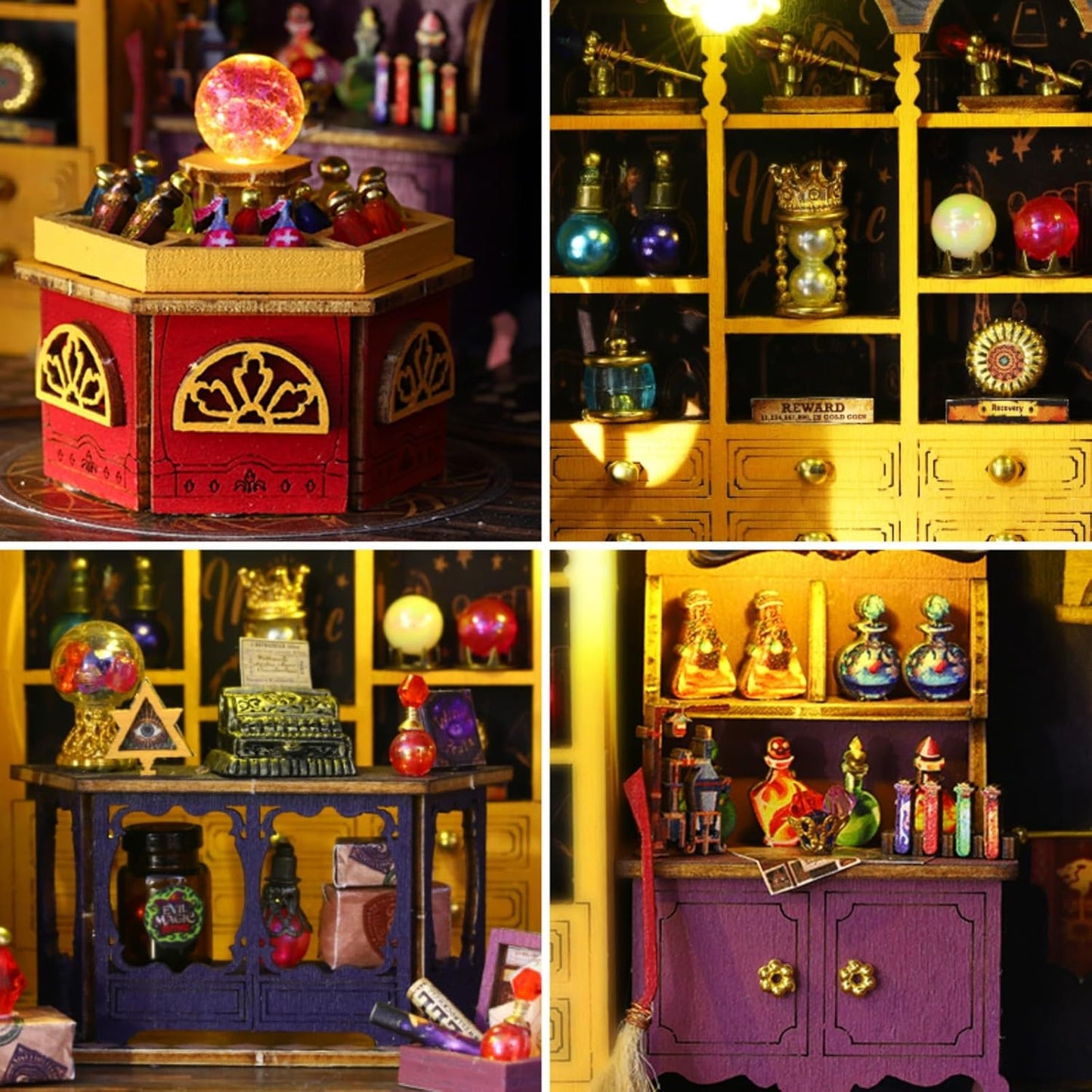 DIY Miniature House Kit, Mini House Building Kit with LED & Music Movement, DIY Miniature Kit for Adults Teen, Dollhouse Kit, Magic Energy Station