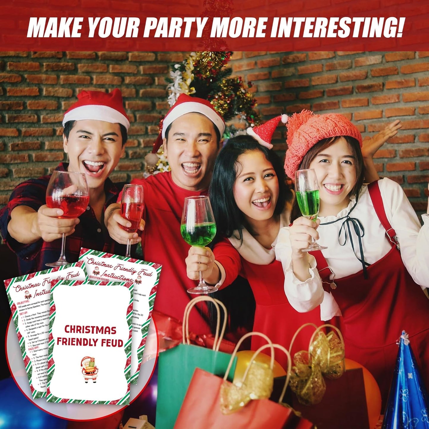 Christmas Friendly Feud Game, Funny Christmas Party Games, Friendly Feud Trivia Quiz for Family, Winter Xmas Holiday Party Supplies for Adults -10