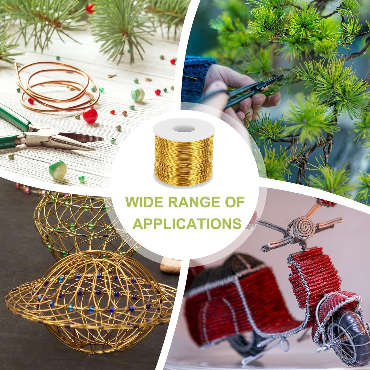 MECCANIXITY 20 Gauge Anodized Aluminum Craft Wire Bendable Bonsai Training Wire 771 Feet 0.8mm for Sculpting Crafts Wreath Floral Beading Jewelry Making, Gold Tone