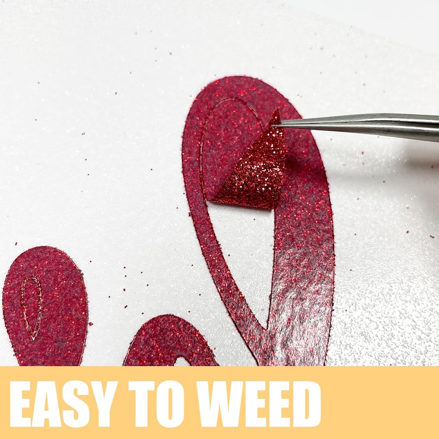 Glitter HTV Heat Transfer Vinyl Rolls- 10" x 8ft. Glitter HTV for Shirts. Iron on Vinyl and Heat Transfer Vinyl for All Cutters Machines. Easy to Cut & Weed Heat Vinyl Designs (Red)