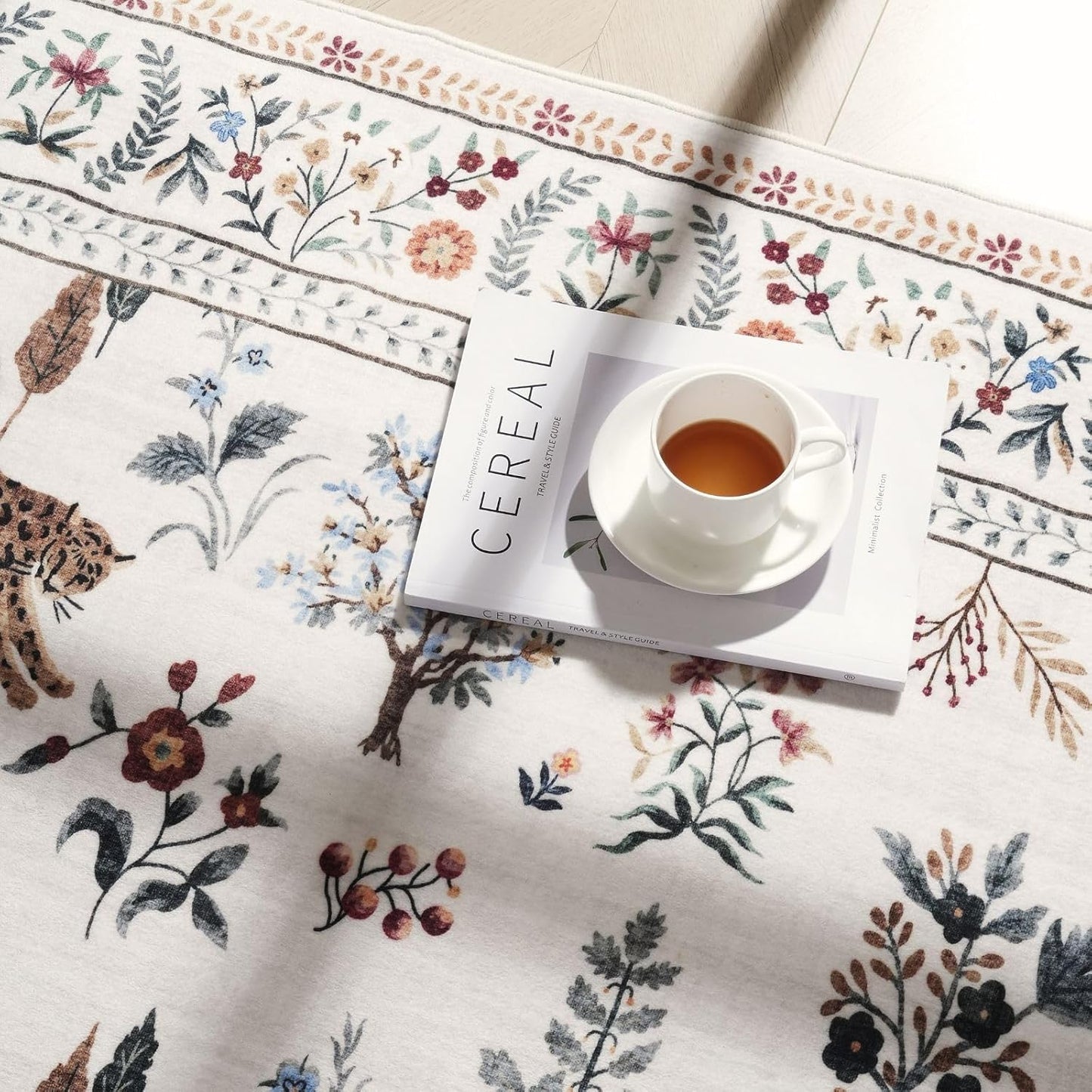 Rugcomf Runners for Kitchen Runner Rug Non Slip 2'x10' Long Washable Rugs with Rubber Backing Soft Floral Animal Carpet Runner for Kitchen, Laundry, Bedroom, Bathroom (Beige)