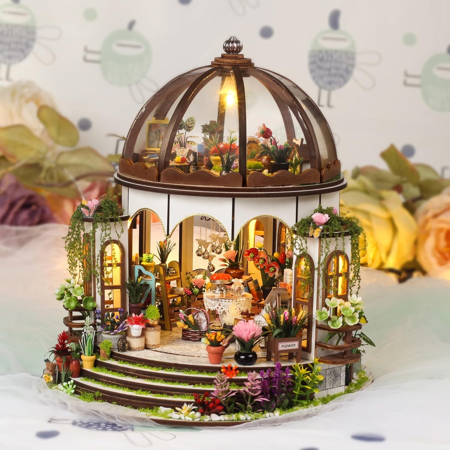 ISSEVE Book Nook Kit, Miniature House Kit with LED Light, Wood Garden DIY Mini House Building Kit, Tiny Dollhouse Home Decor, Halloween Christmas Birthday Crafts Gifts for Adults (Hanging Garden)