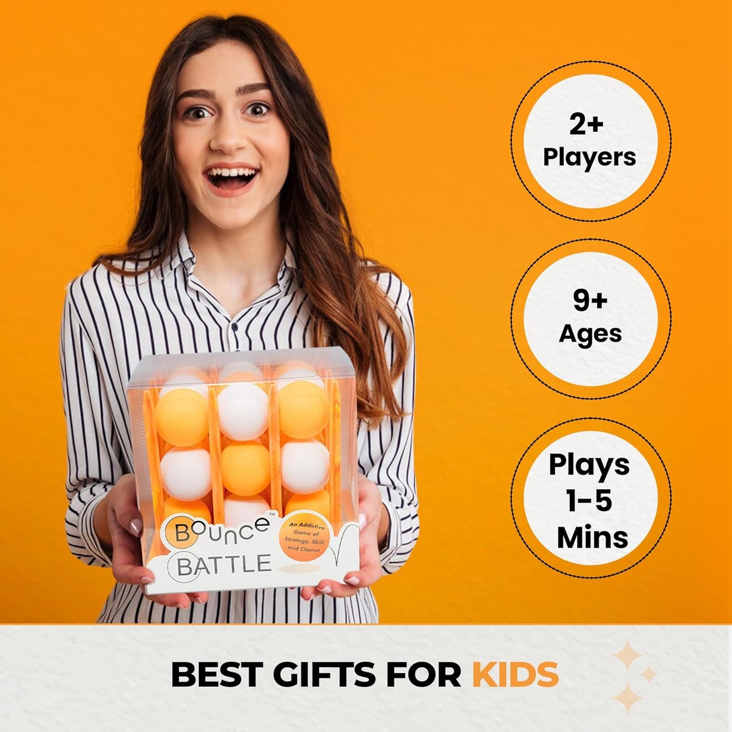 Bounce Battle™ Game Set – Marbled Edition – Fast-Paced Family & Party Game for Kids, Teens & Adults – Strategy & Skill with 27 Balls & Marbled Cube – Creative Child Game of The Year Winner