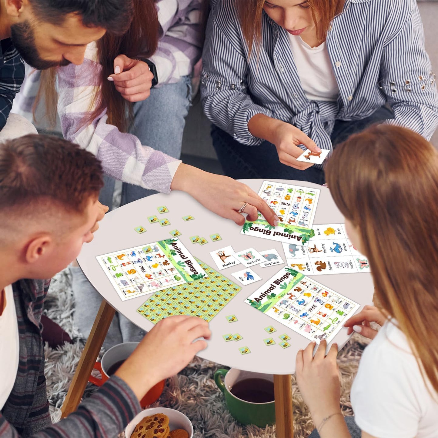 Jungle Animal Party Bingo Game Cards(24 Players), Gender Reveal Themed Bingo Card for Family Friend Adult, Large Group Holiday Neutral Gender Reveal Party Activity Favor Decoration Supplies -010