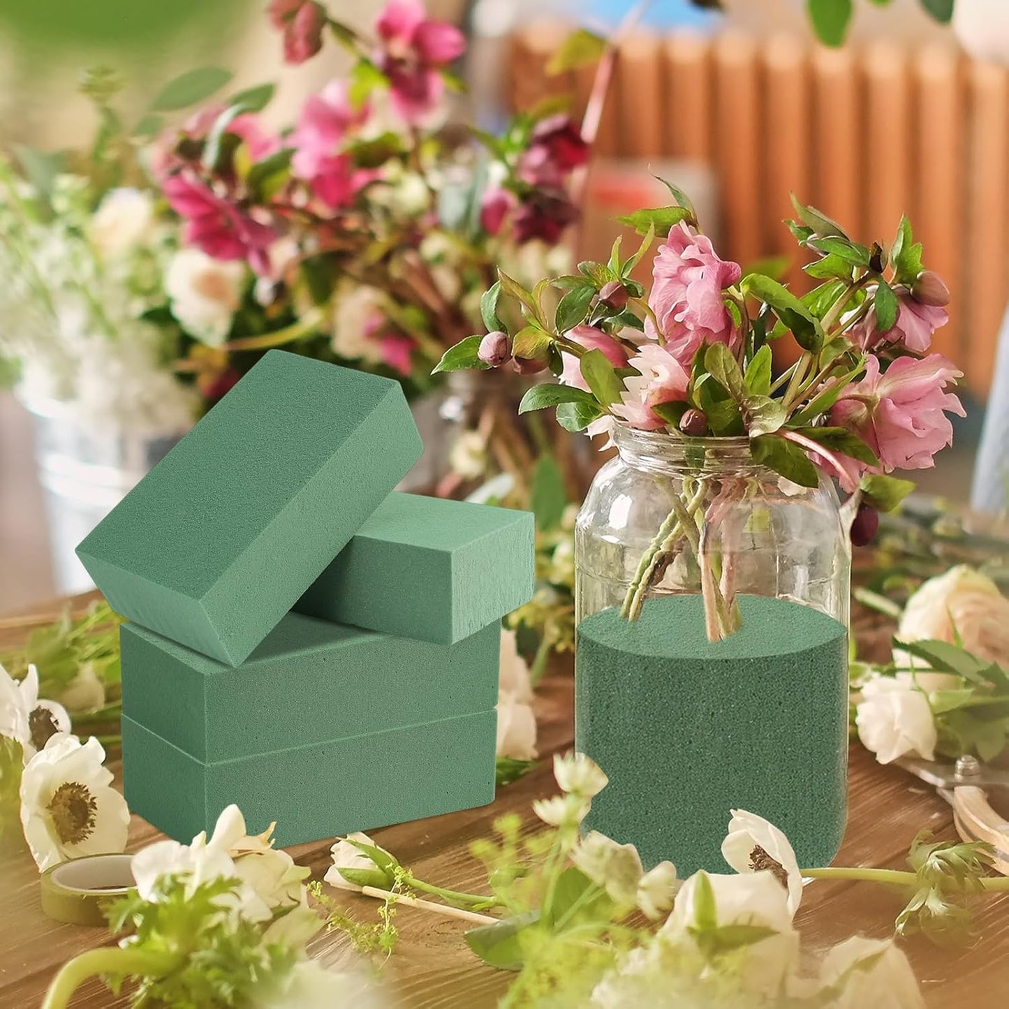 30 Pack Floral Foam Blocks for Fresh and Artificial Flowers – Green Wet Foam for Flower Arrangements, Florist Foam for Centerpieces, Bouquets, Crafts, DIY Cutting