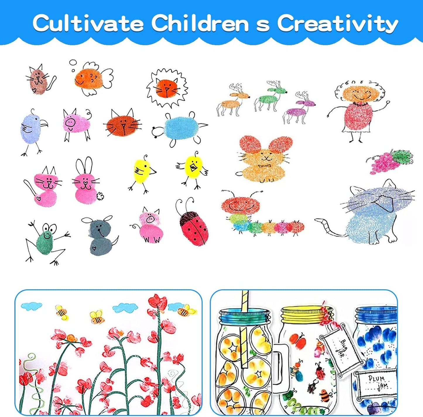 MoloTAR Craft Large Ink Pad Stamps Partner DIY Color,8 Colors Round Rainbow Finger Ink pad for Kids