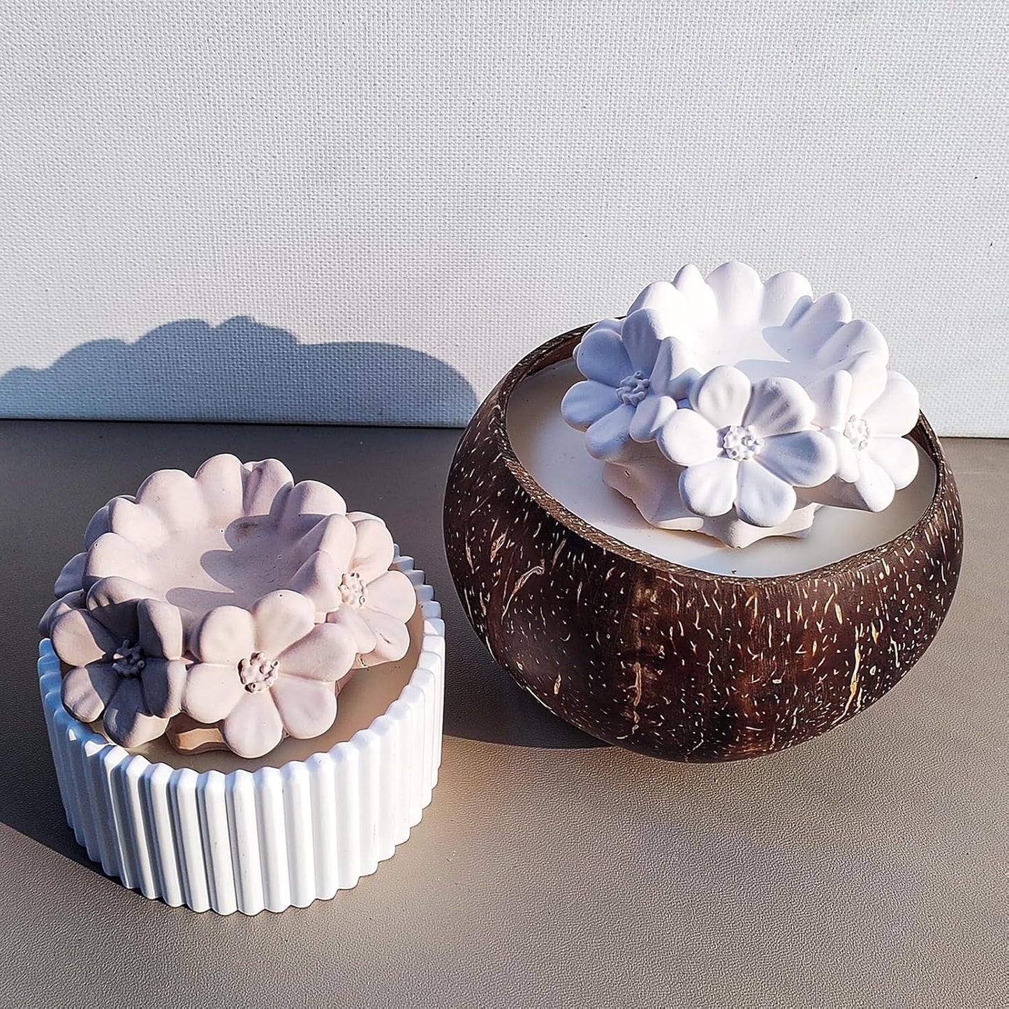 Wehous Cherry Blossom Candle Molds for Candle Making, 3D Flower Silicone Molds for Resin Candle Soap Wax, Flower Fondant Chocolate Ice Cake Decoration Mold, DIY Floral Casting Clay Concrete Art Craft