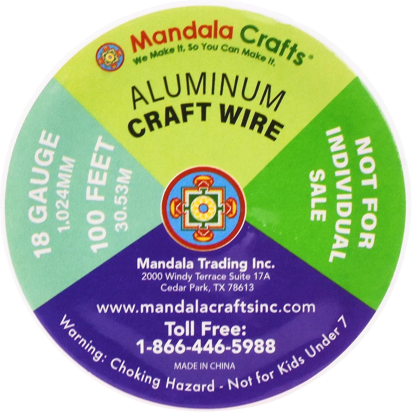 Mandala Crafts 18 Gauge Anodized Aluminum Craft Wire for Jewelry Making - 400 FT Colored Flexible Rainbow Wire - Bendable for Bonsai Armature Crafting Sculpting