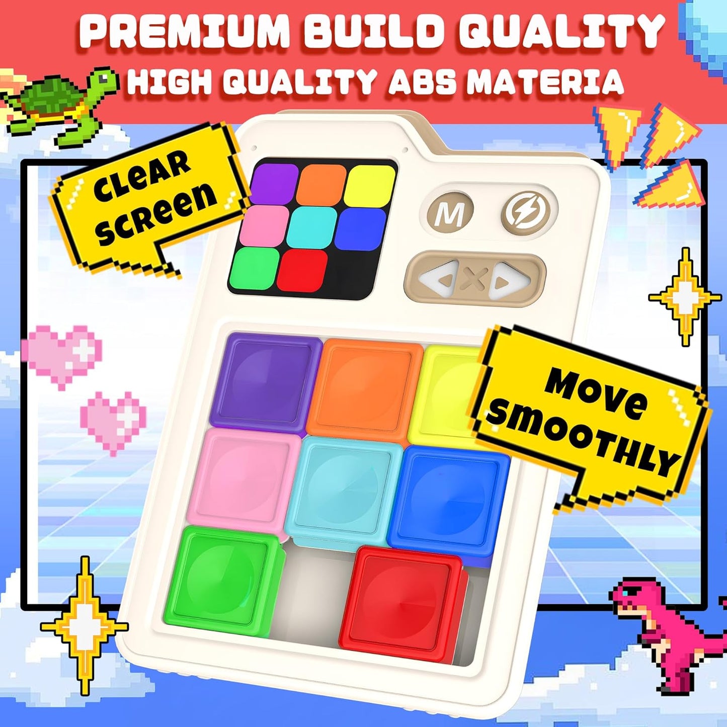 SMILESSKIDDO Super Slide Puzzle Games, Original 1000+ Challenges & 3 Modes, Brain Teaser Puzzle, Super Electronic Sliding Puzzles Toy Gifts for Kids & Adults, Fun Unblocking Logic Game