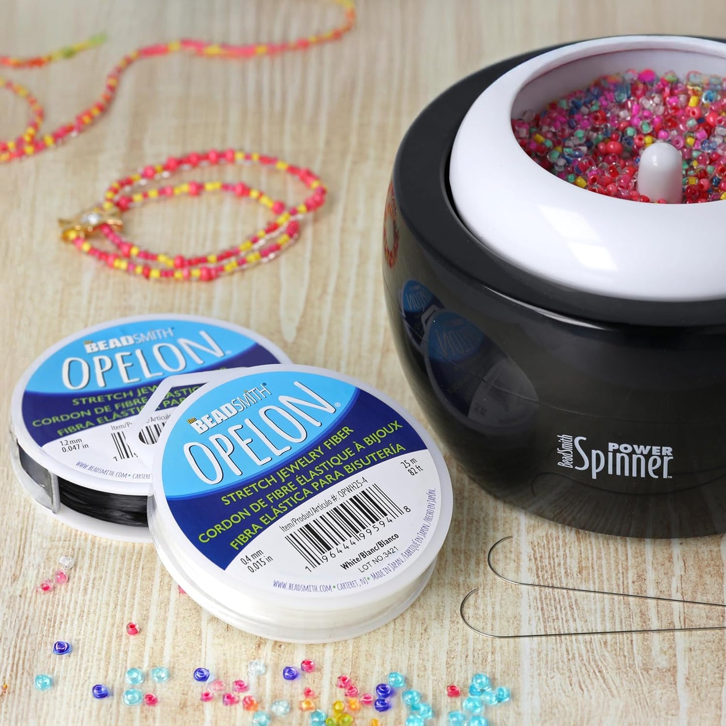 The Beadsmith Opelon Stretch Cord – Elastic Beading Fiber, White, 1.2 mm Diameter, 25 Meters (82 ft) Spool