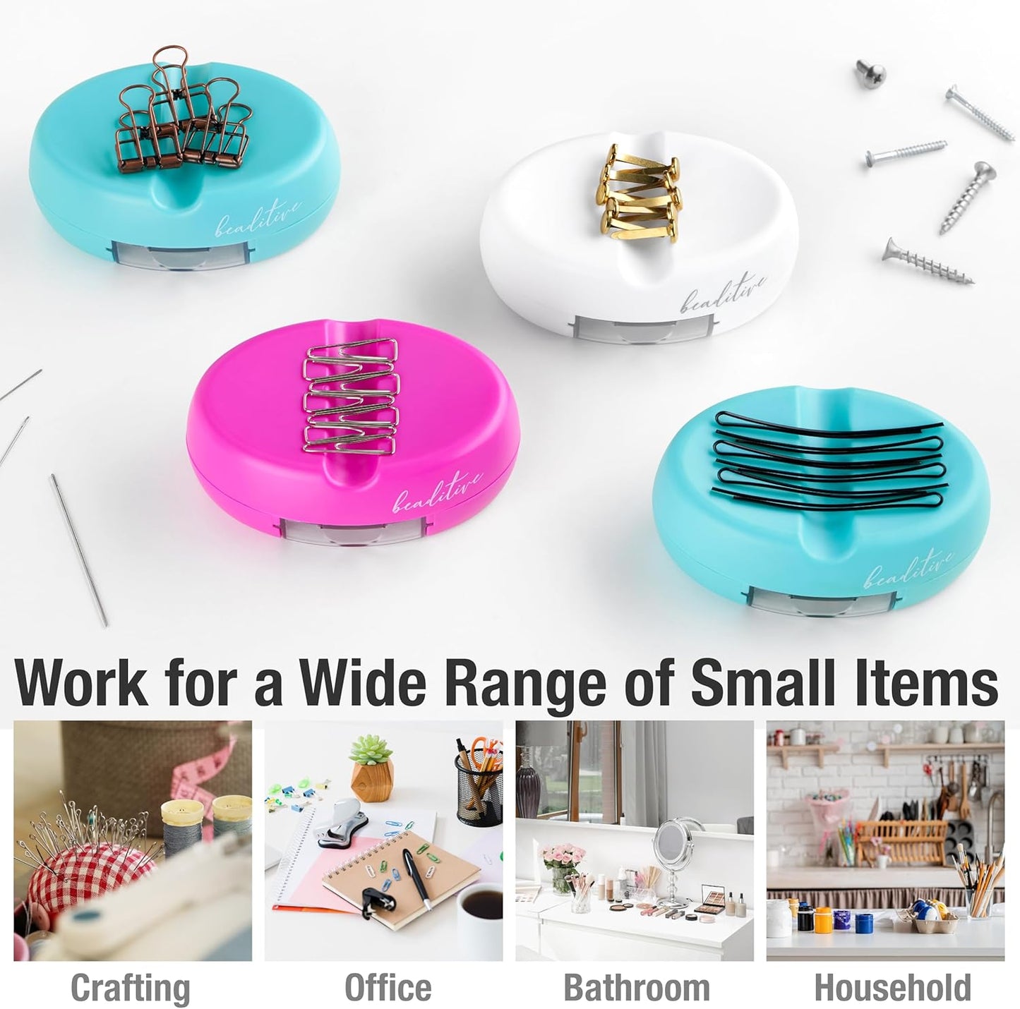 Beaditive Magnetic Pin Cushion with Drawer - Strong Magnet Pin Holder Cushion for Sewing - 50 Glass Head Quilting Pins Included - Chic Pincushion Caddy for Sewing Pins, Paper Clips, Screws โ Turquoise