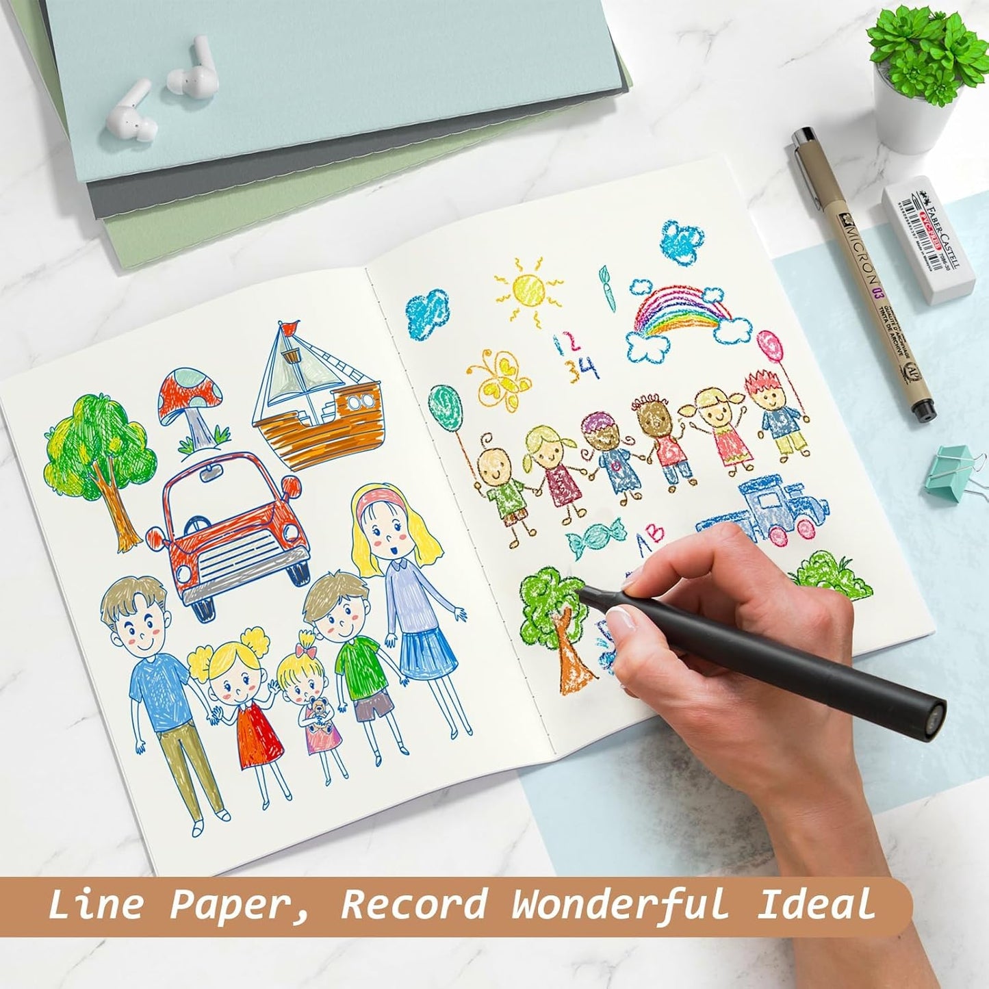 Oucaru Journaling Notebooks A5 Notebook college Blank Sketch Book 32 Pack Small Kraft Notebooks Bulk 8.3x5.5 Inches, 16 Colors Drawing Notebook Soft Cover Steno Pads School Supplies