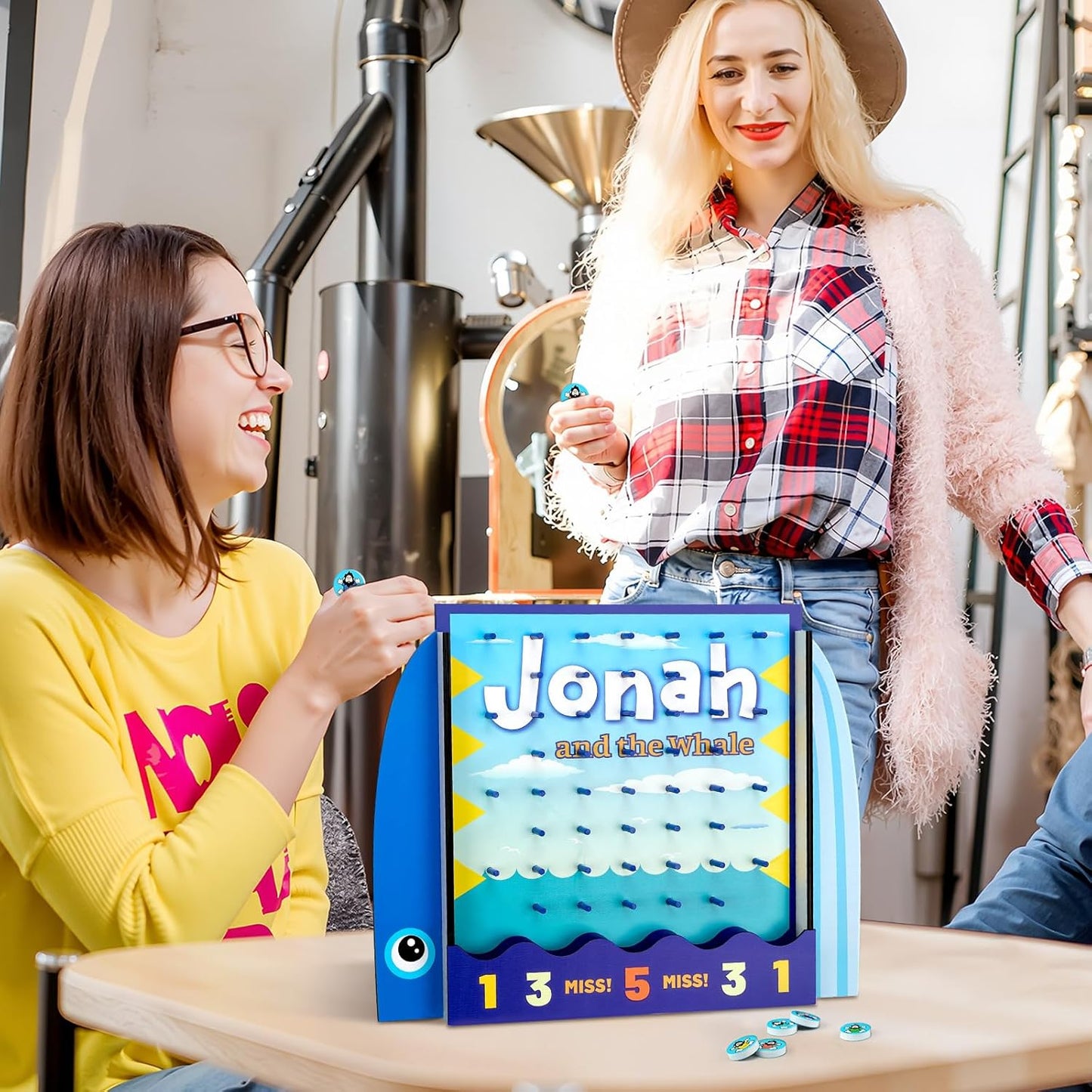 8 Pcs Jonah and The Whale Halloween Disk Drop Game Wood Tabletop Religious Disc Drop Game Halloween Party Favors for Family Table Activities Birthday Party Supplies 13 x 10.2 Inches