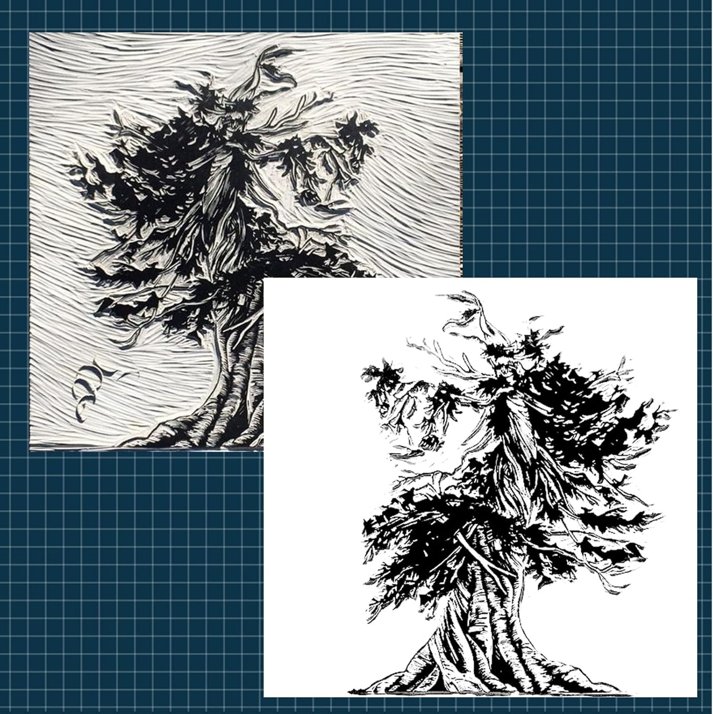 Falling in Art 12 * 12 Linoleum Carving Blocks, 2 Pack Soft Stamp Rubber Blocks for Crafts and Artists Printmaking, Gray,1/8" Thick