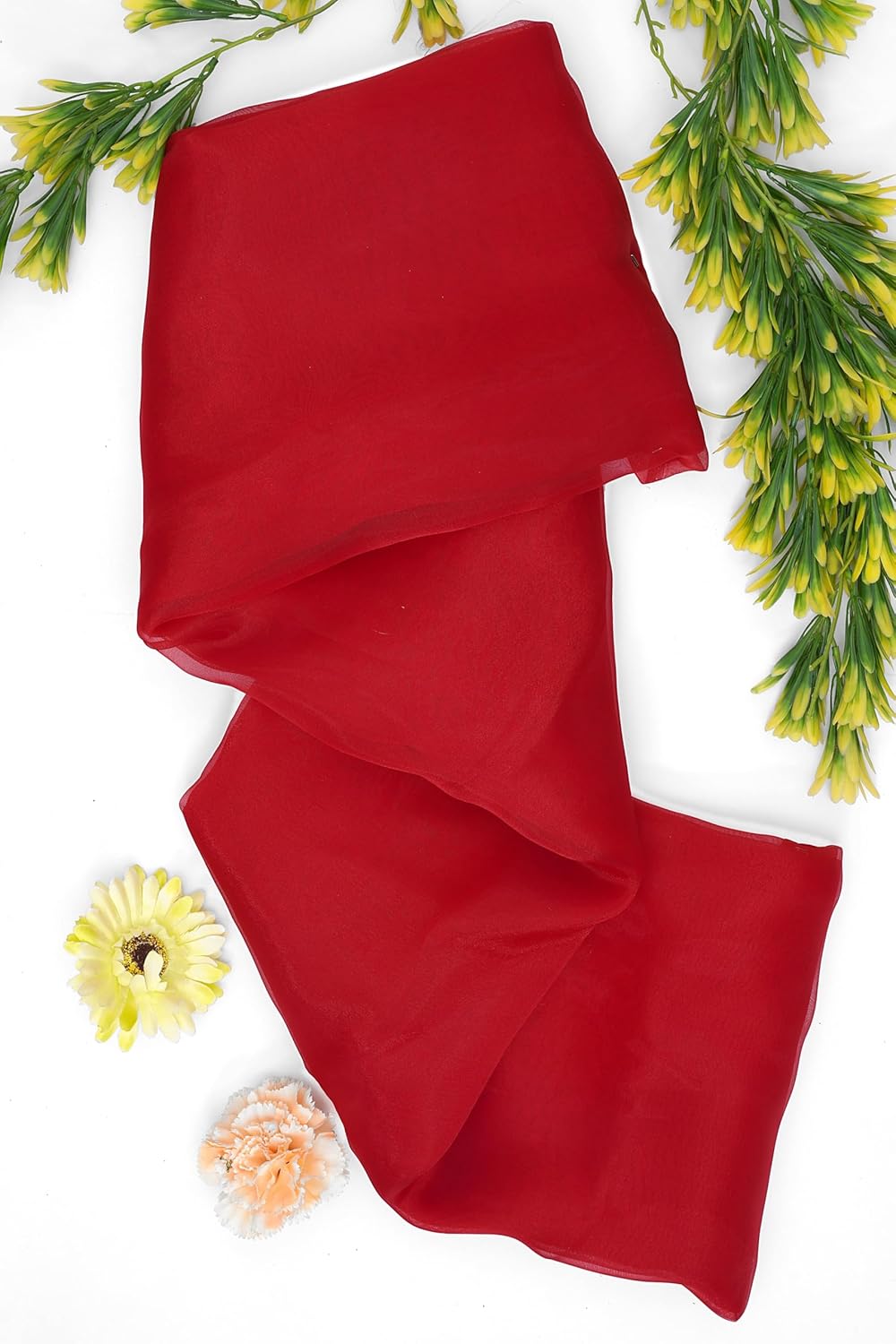 Organza Fabric 10 Yard Bridal Solid Sheer Bolt for Home Décor, Table Décor, Bridal, Fashion, Crafts, Decorations Silky Shiny Organza 44" - (10 Yard, Red)